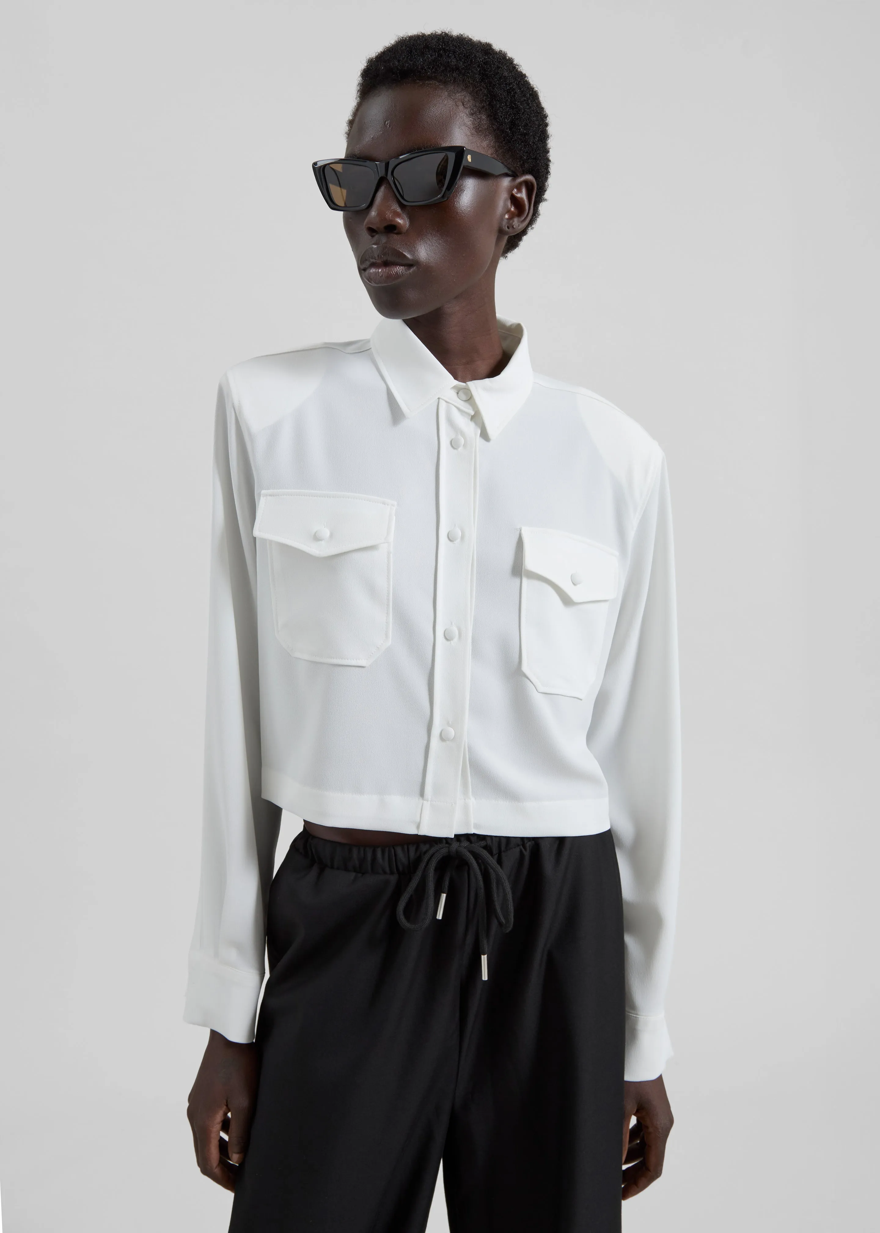 Visen Padded Boxy Shirt - White sold by Frankie Shop