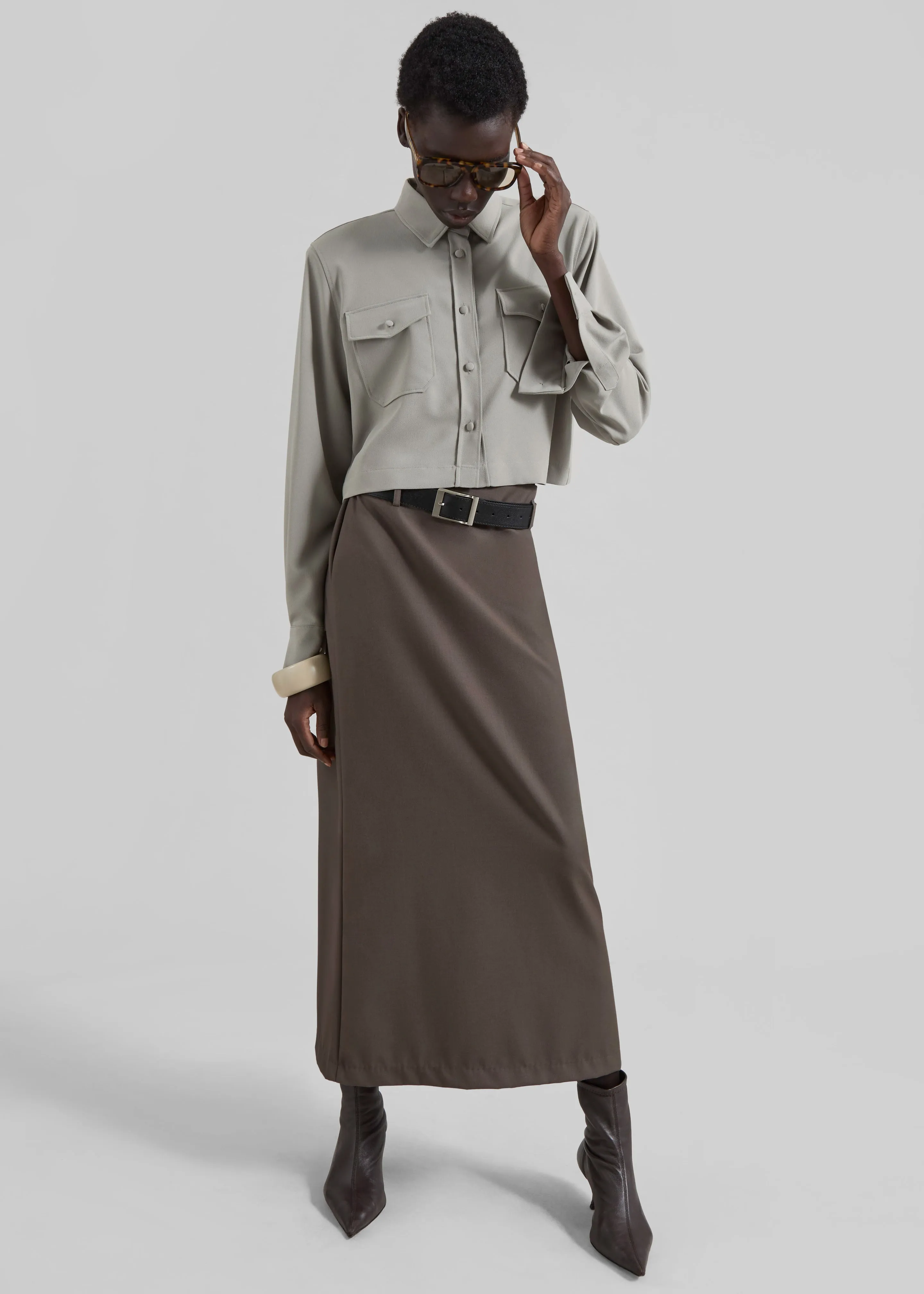 Visen Padded Boxy Shirt - Taupe sold by Frankie Shop product image thumbnail 5