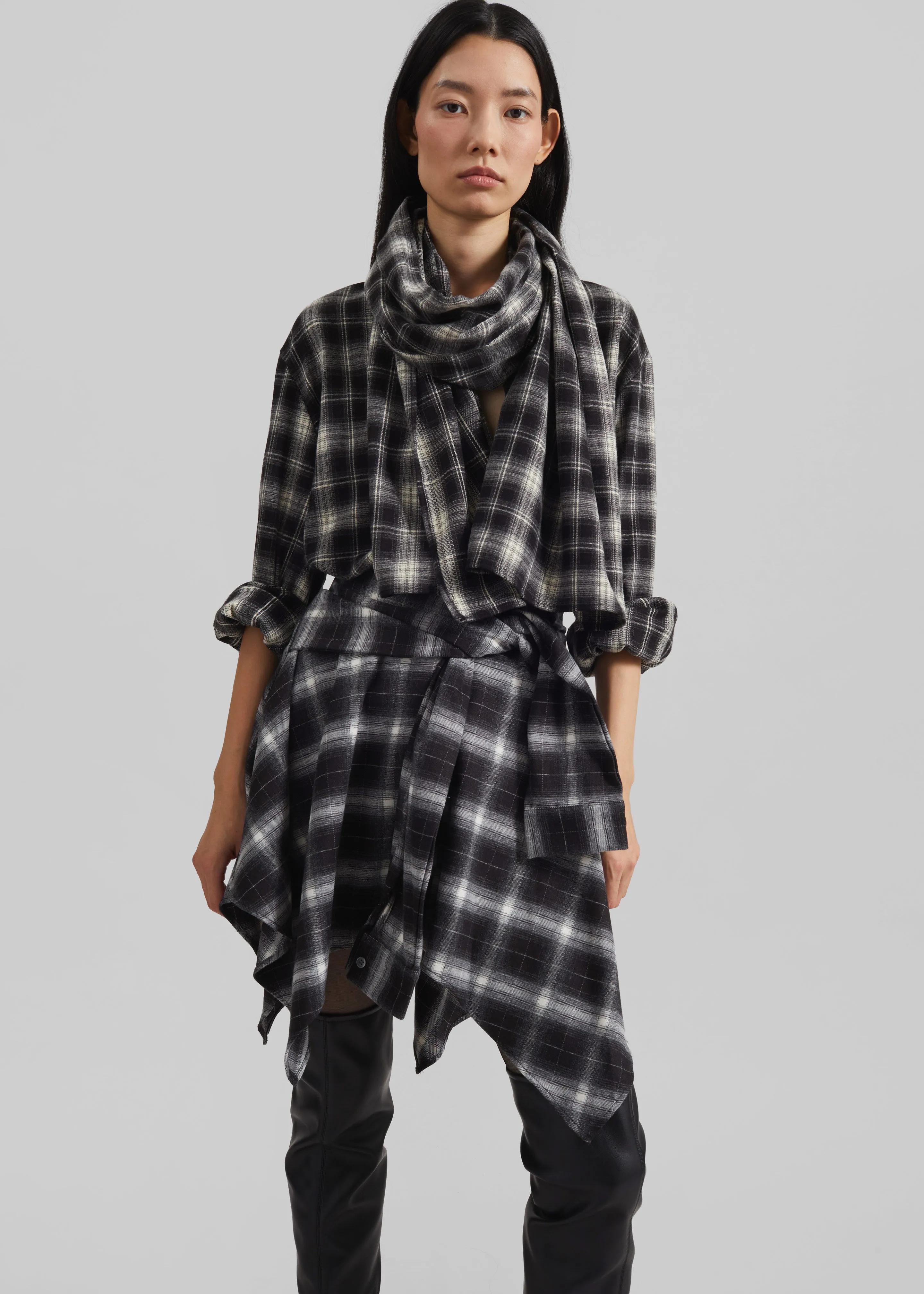 Rue Scarf Shirt - Black Plaid sold by Frankie Shop product image thumbnail 2