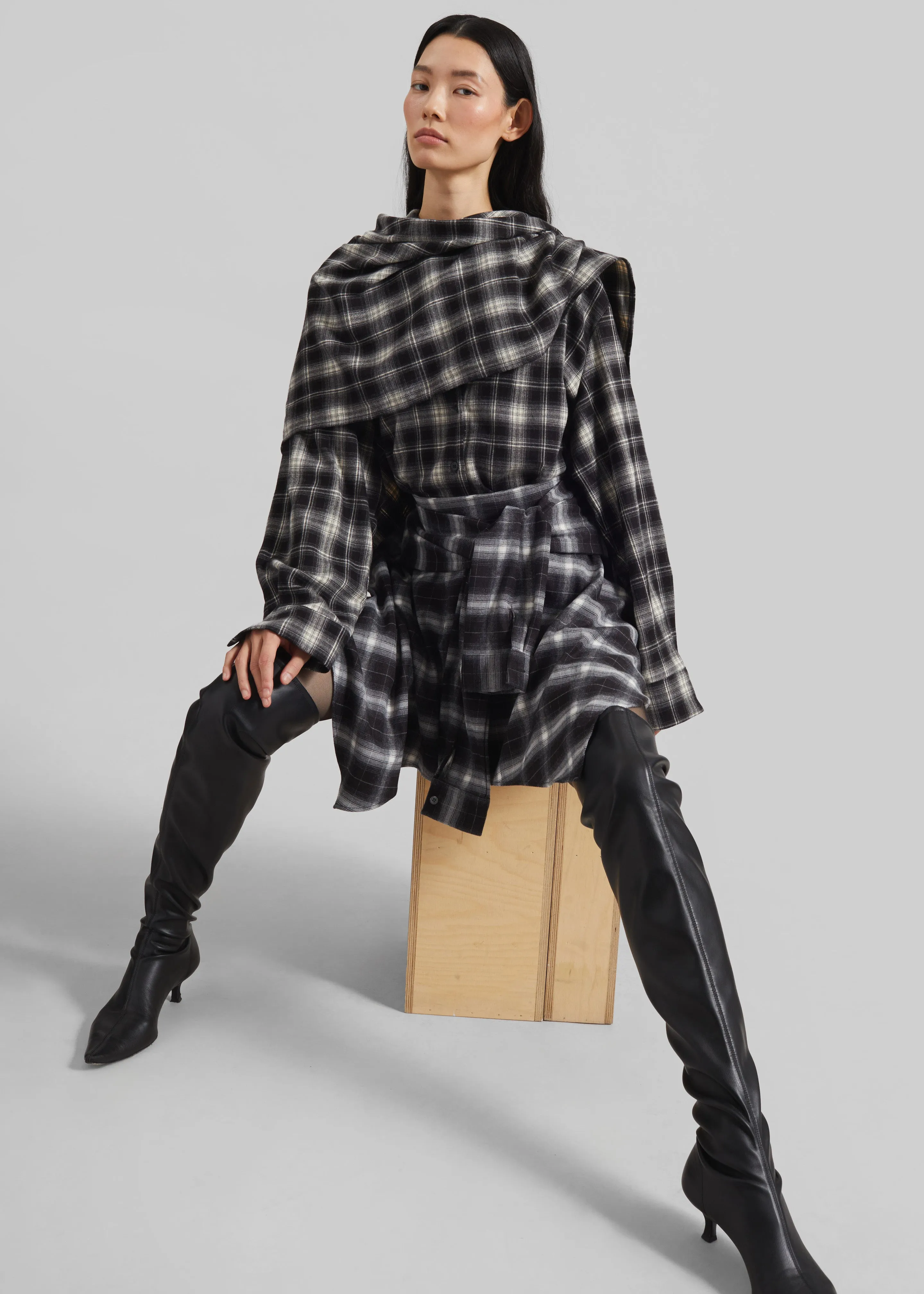 Rue Scarf Shirt - Black Plaid sold by Frankie Shop product image thumbnail 4