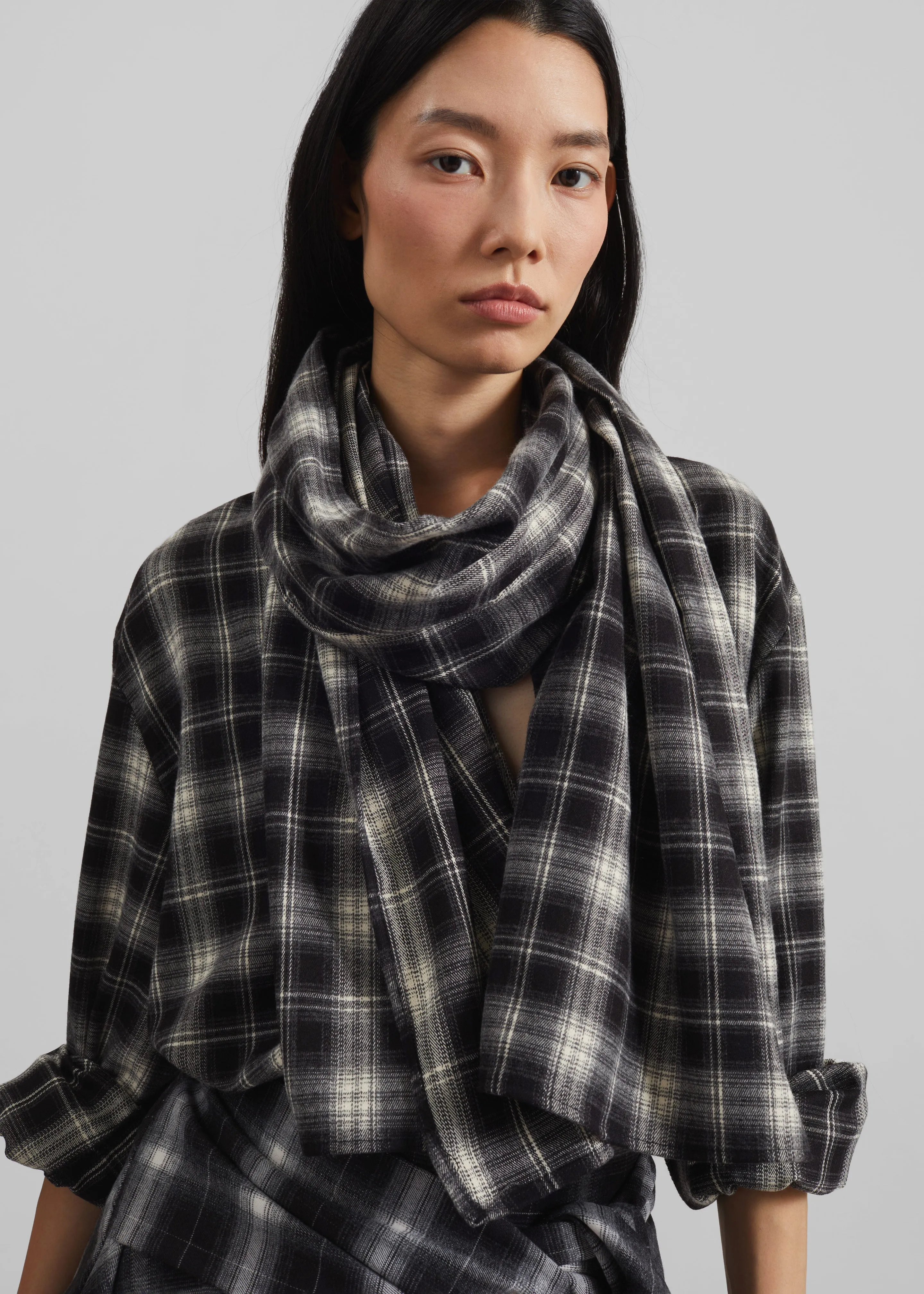 Rue Scarf Shirt - Black Plaid sold by Frankie Shop product image thumbnail 3