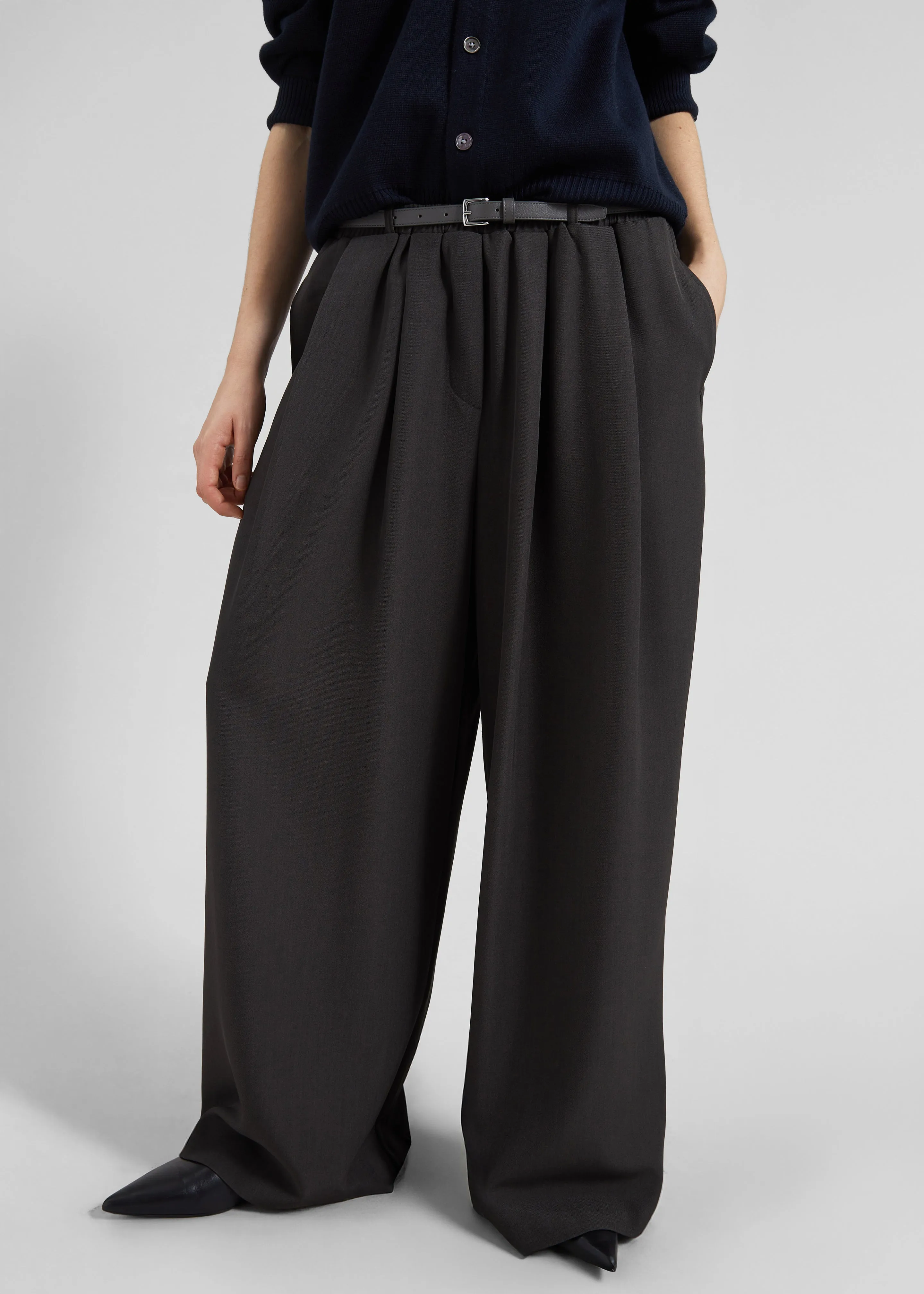 Ramsen Pleated Wide Trousers - Charcoal sold by Frankie Shop product image thumbnail 4