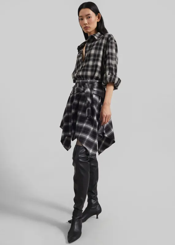 Alix Tie Skirt - Black Plaid sold by Frankie Shop
