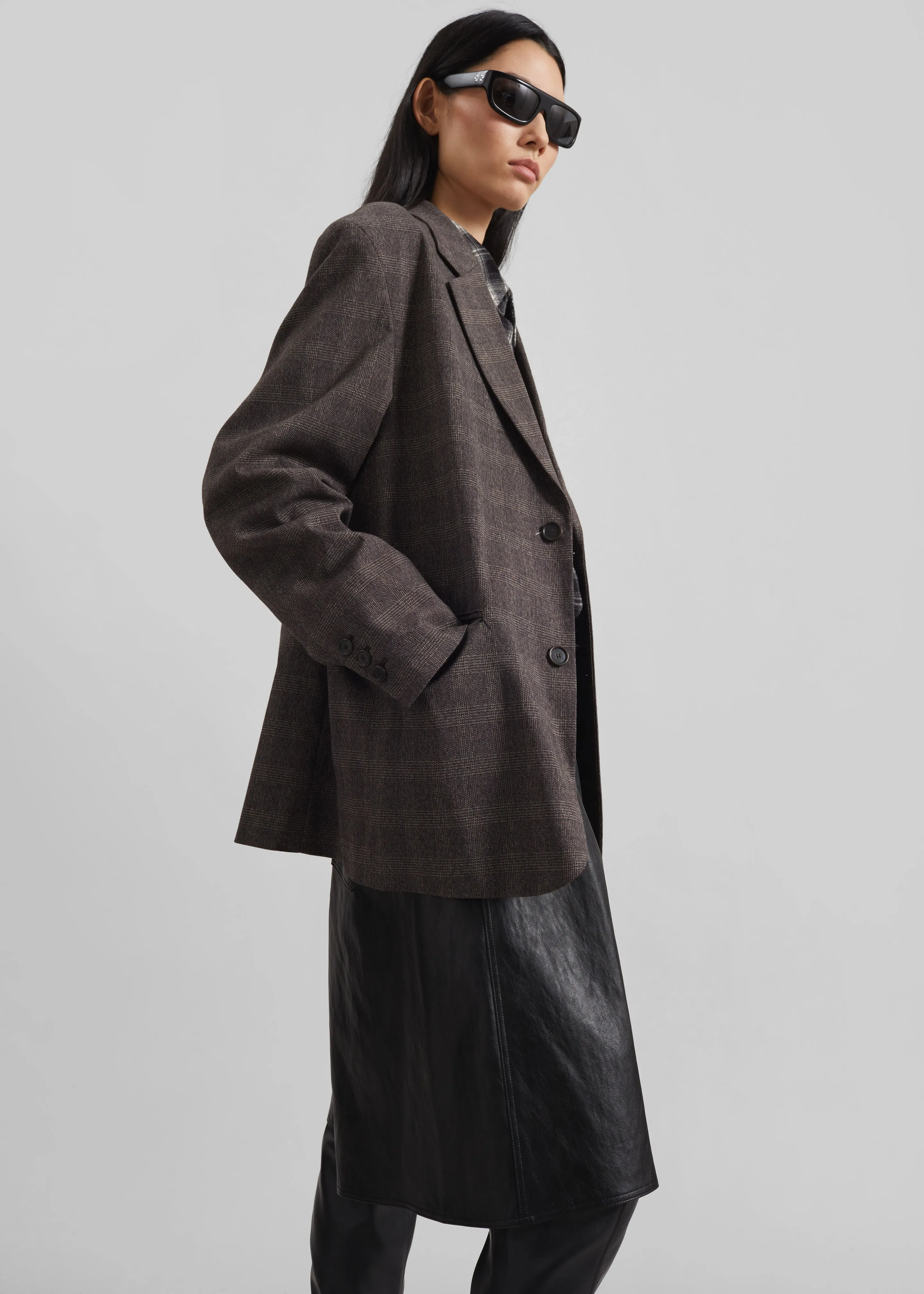 Ellory Padded Blazer - Brown Glen Plaid sold by Frankie Shop product image thumbnail 3