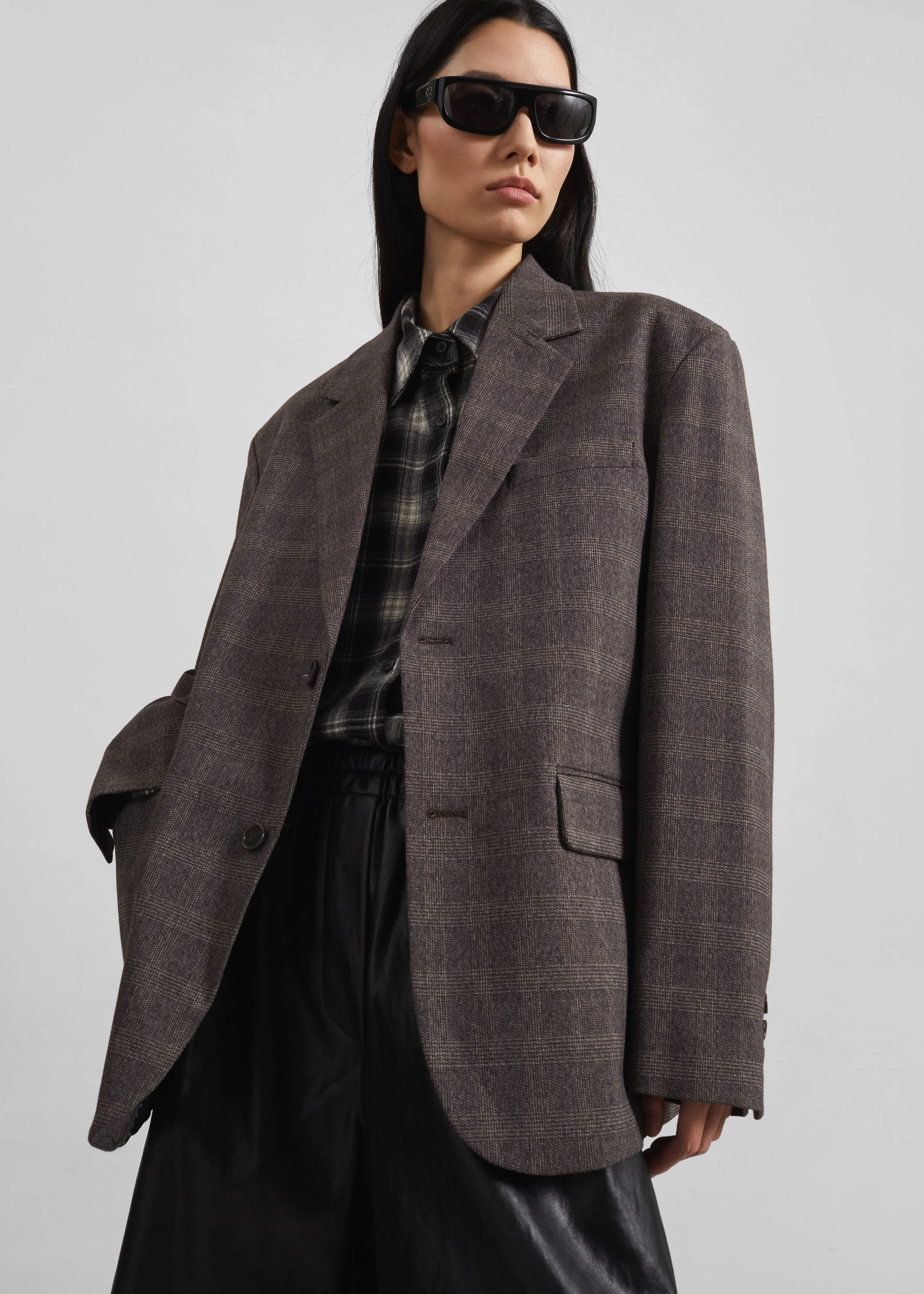 Ellory Padded Blazer - Brown Glen Plaid sold by Frankie Shop