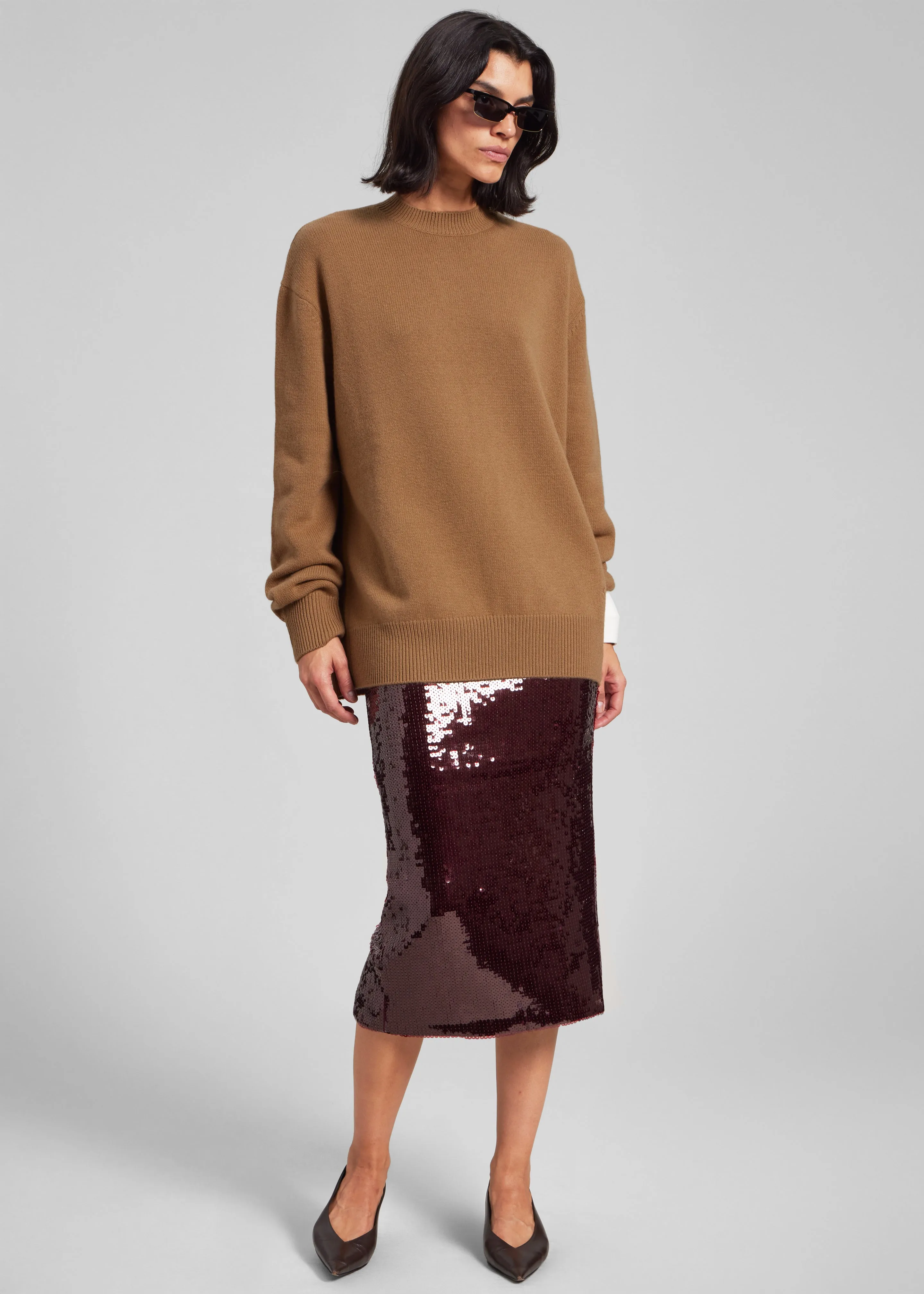 Rotate Sequins Pencil Skirt - Zinfandel sold by Frankie Shop