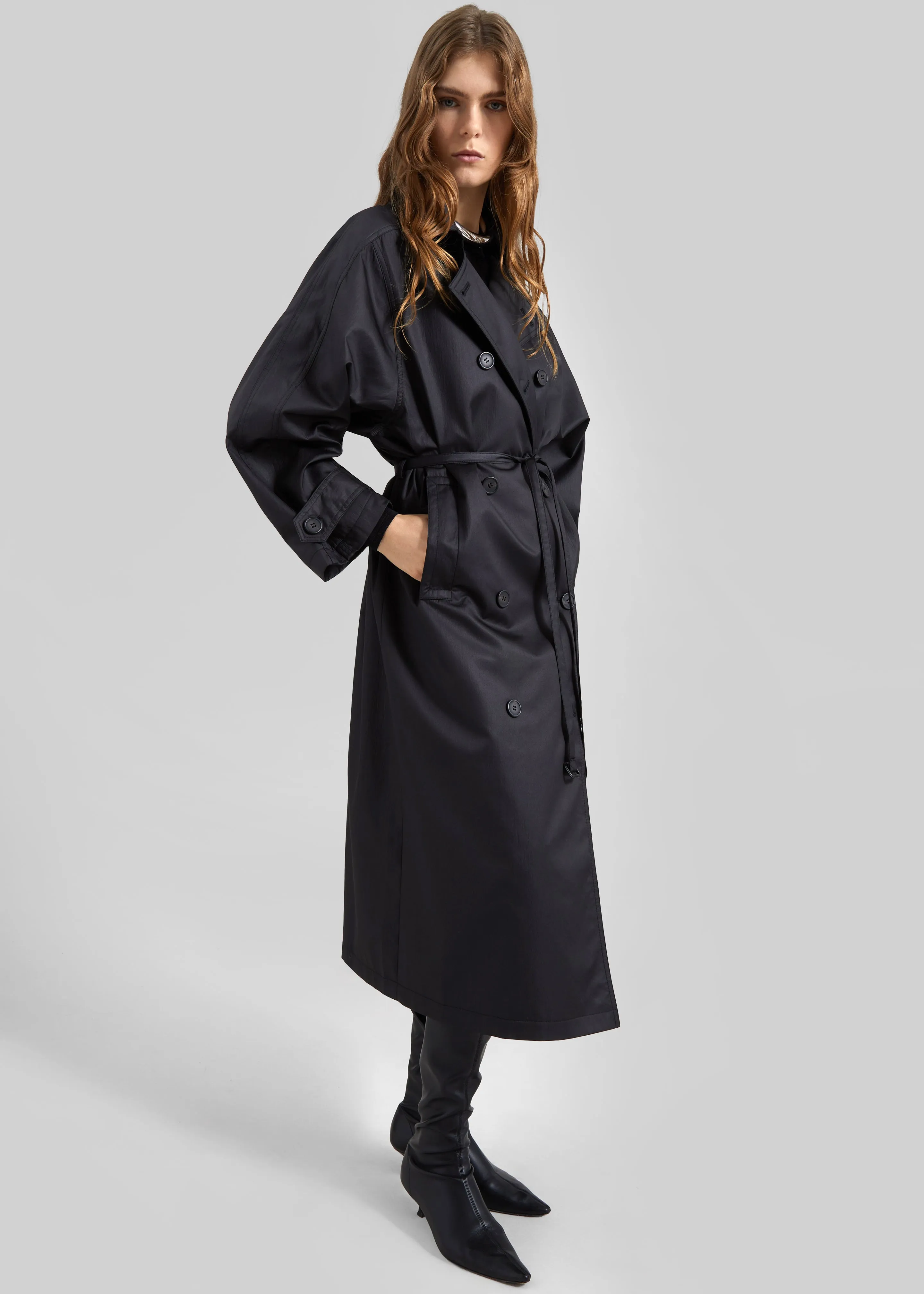 Valence Textured Trench Coat - Black sold by Frankie Shop product image thumbnail 4