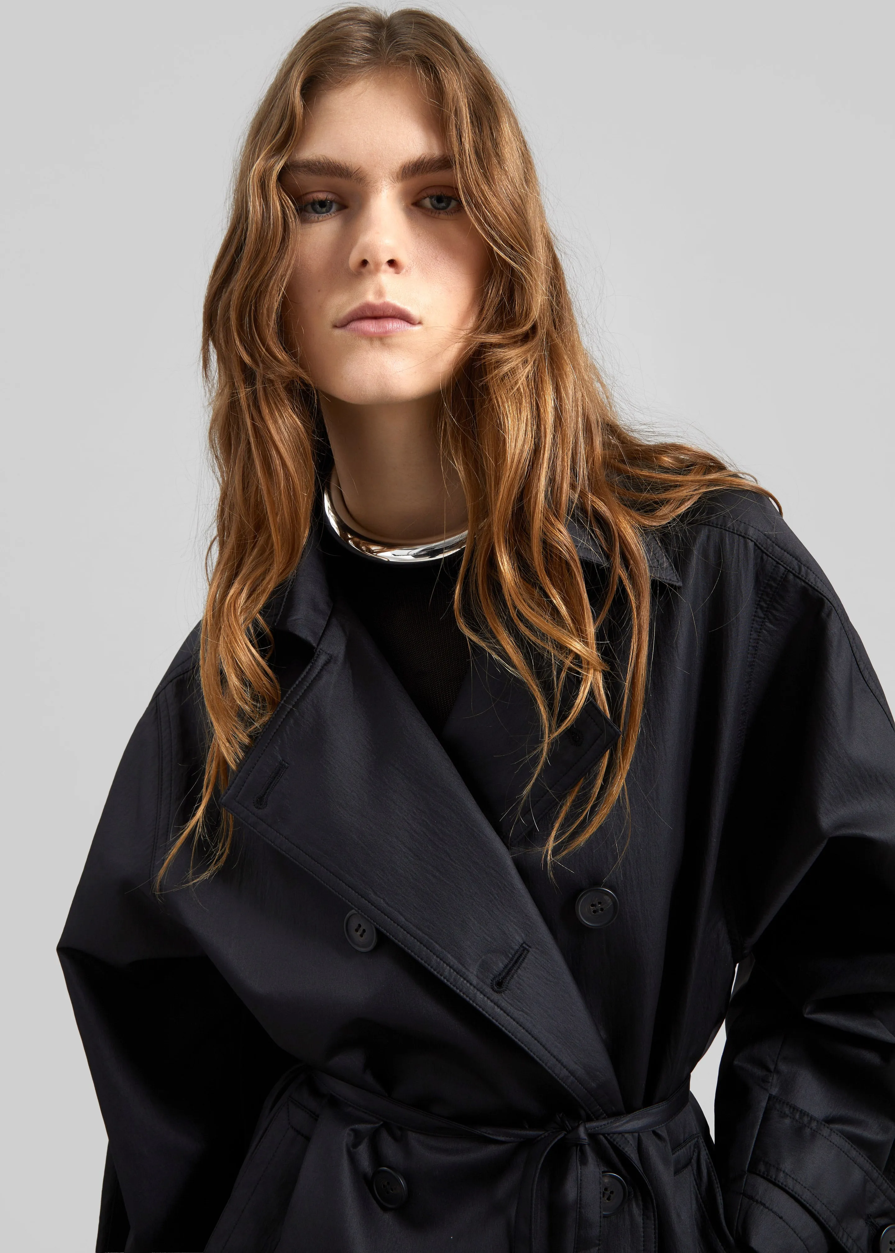 Valence Textured Trench Coat - Black sold by Frankie Shop product image thumbnail 3