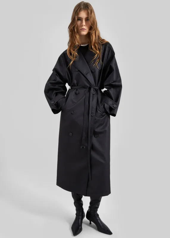 Valence Textured Trench Coat - Black sold by Frankie Shop
