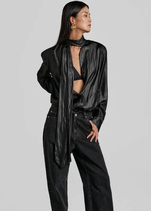 Mabillon Padded Lavalliere Blouse - Black sold by Frankie Shop