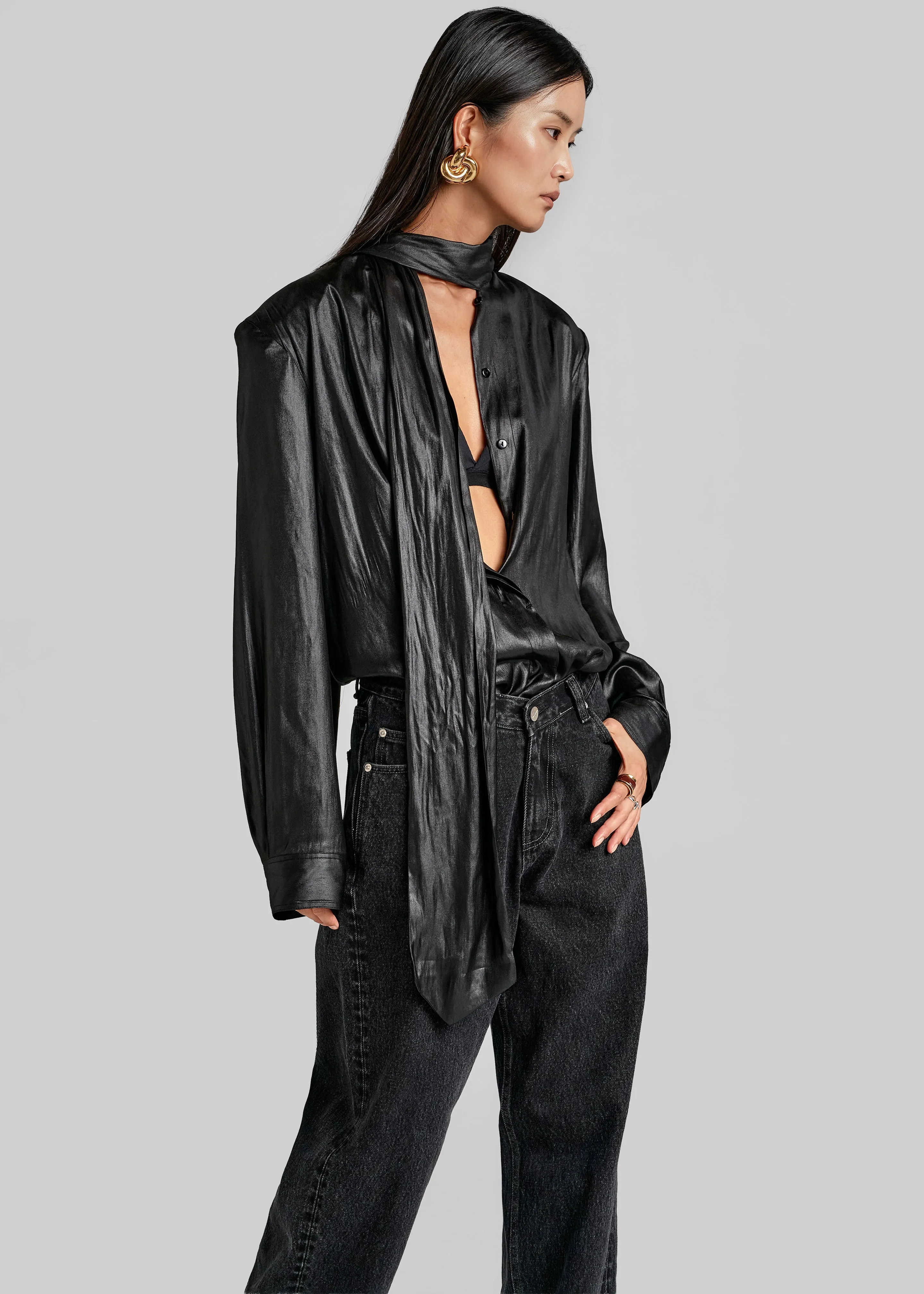 Mabillon Padded Lavalliere Blouse - Black sold by Frankie Shop product image thumbnail 3