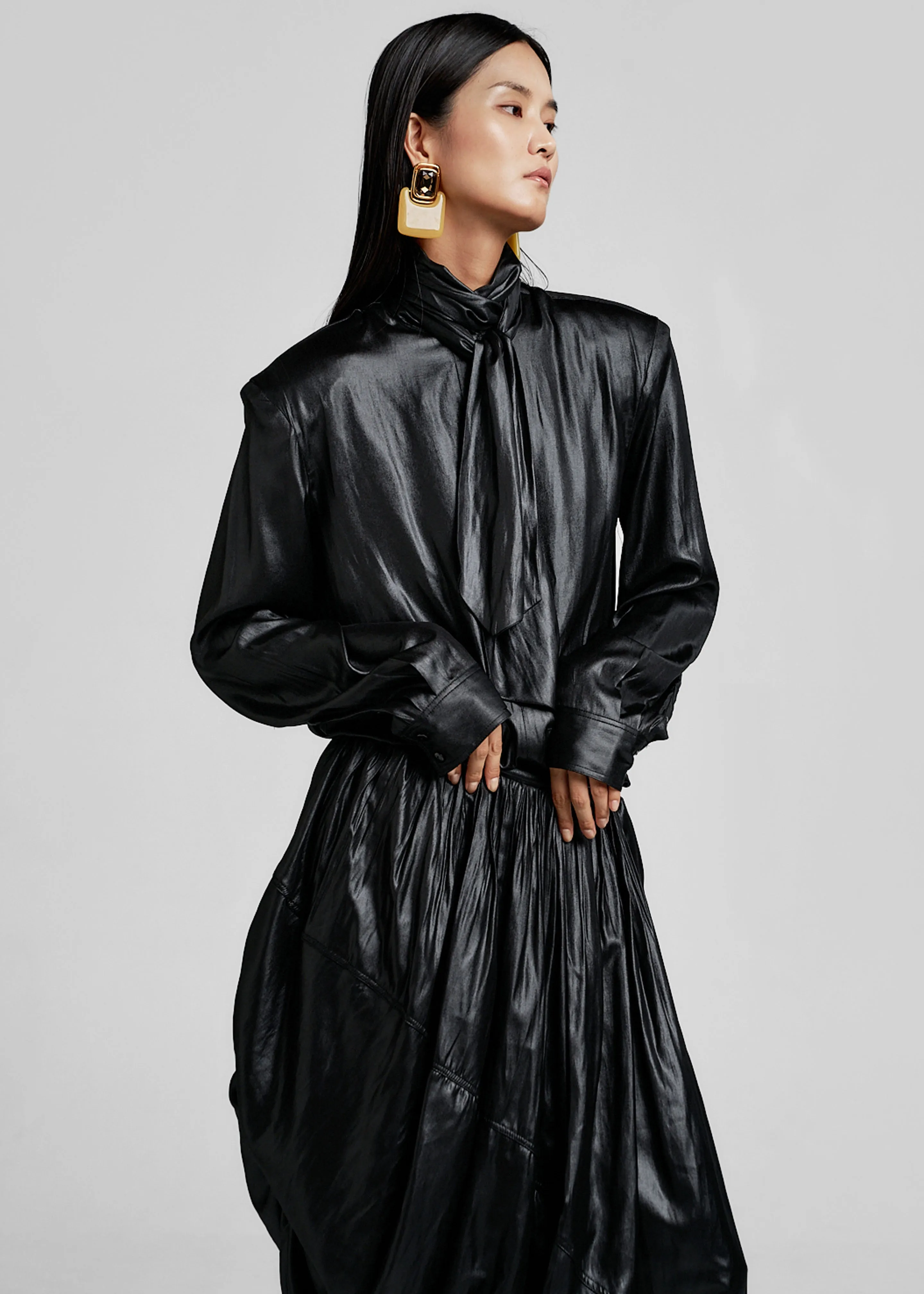 Mabillon Padded Lavalliere Blouse - Black sold by Frankie Shop product image thumbnail 5