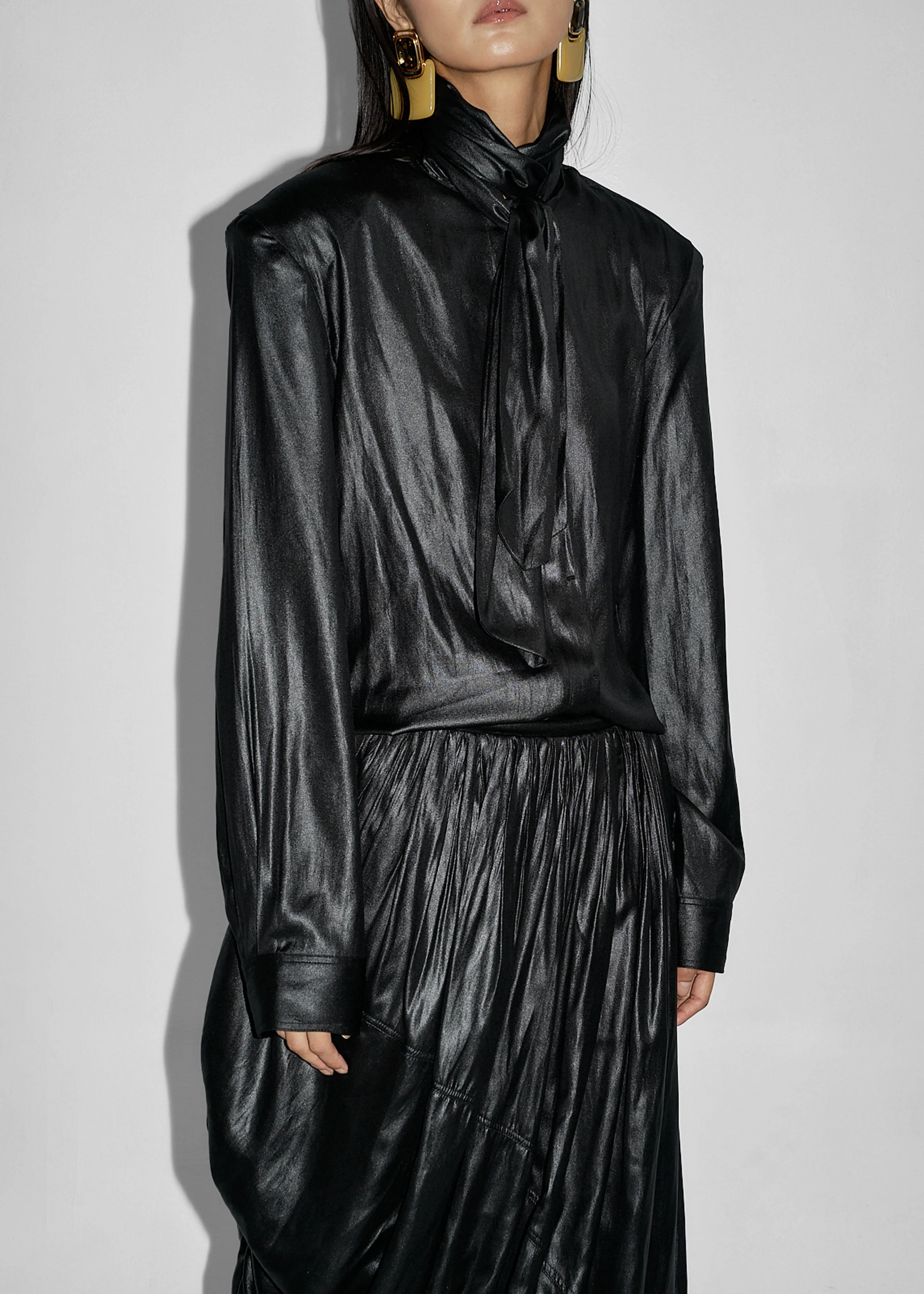 Mabillon Padded Lavalliere Blouse - Black sold by Frankie Shop product image thumbnail 4