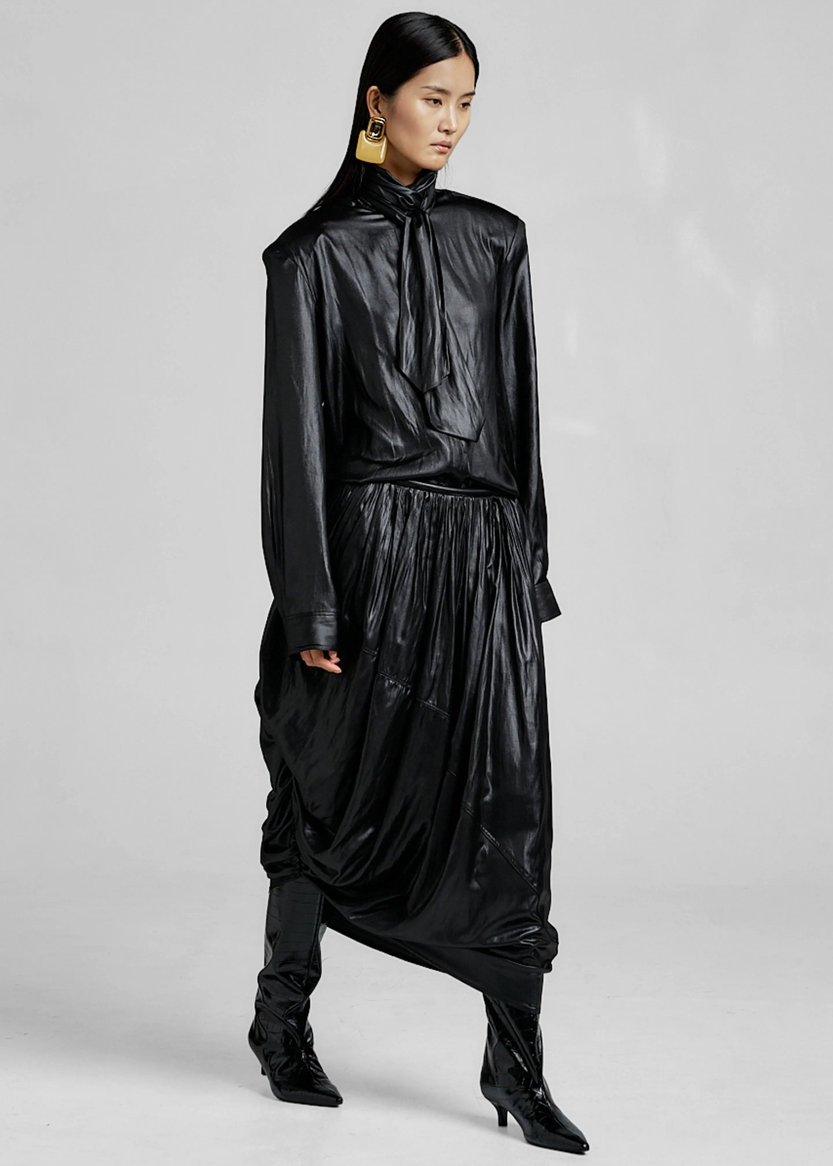 Mabillon Corded Draped Skirt - Black sold by Frankie Shop product image thumbnail 3