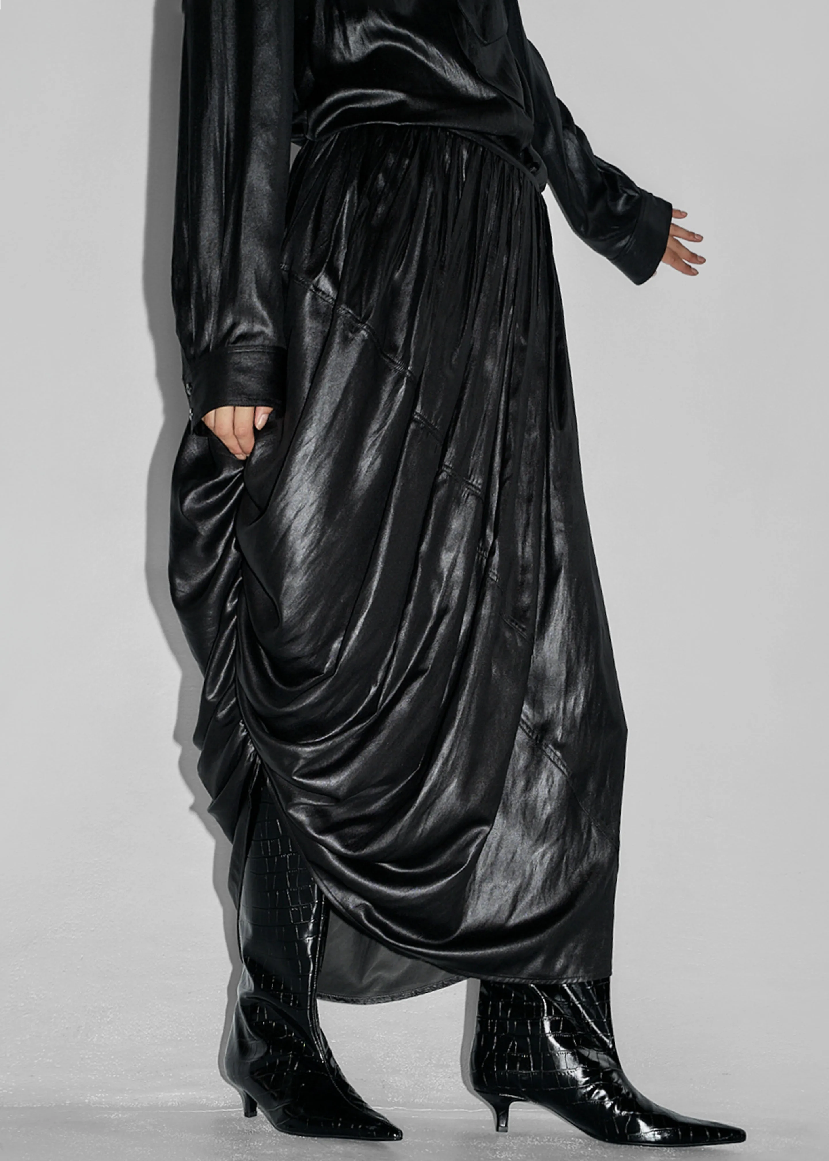 Mabillon Corded Draped Skirt - Black sold by Frankie Shop product image thumbnail 2