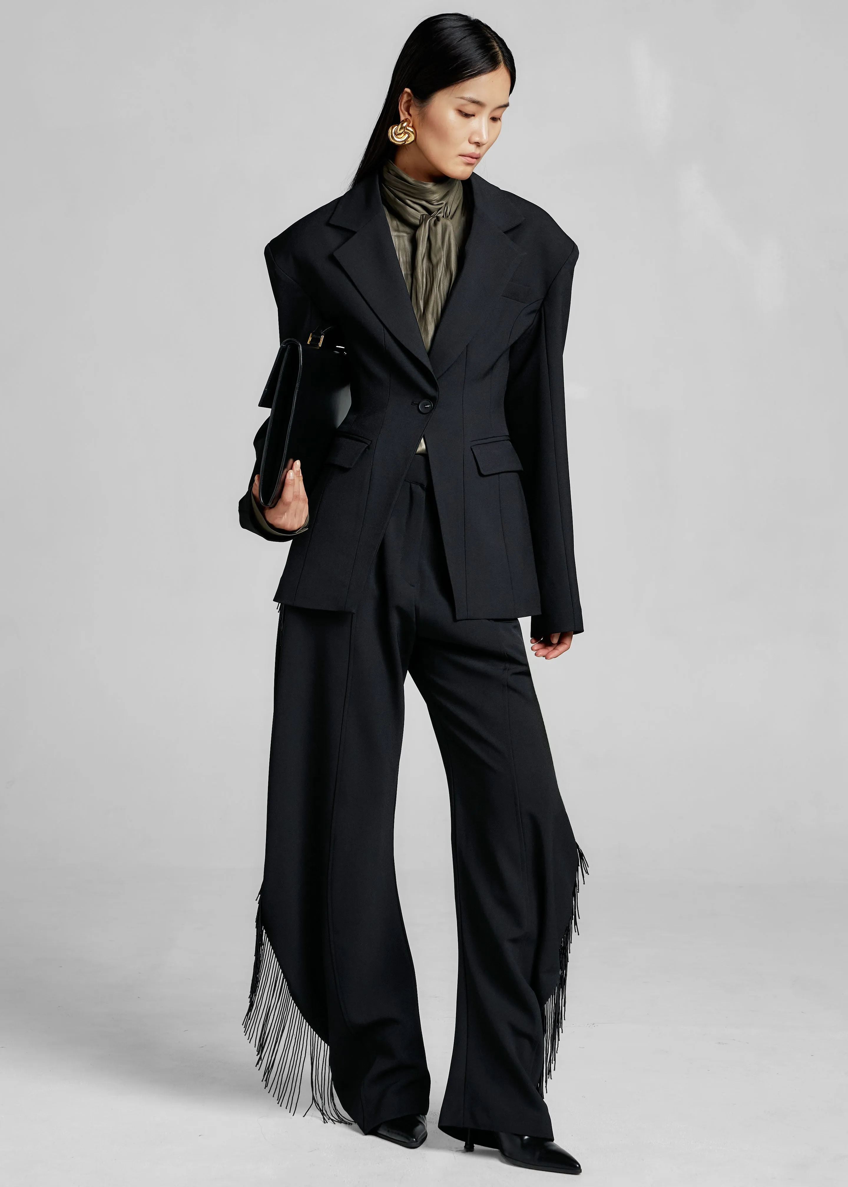 Bianca Fringed Barrel Leg Pants - Black sold by Frankie Shop product image thumbnail 5