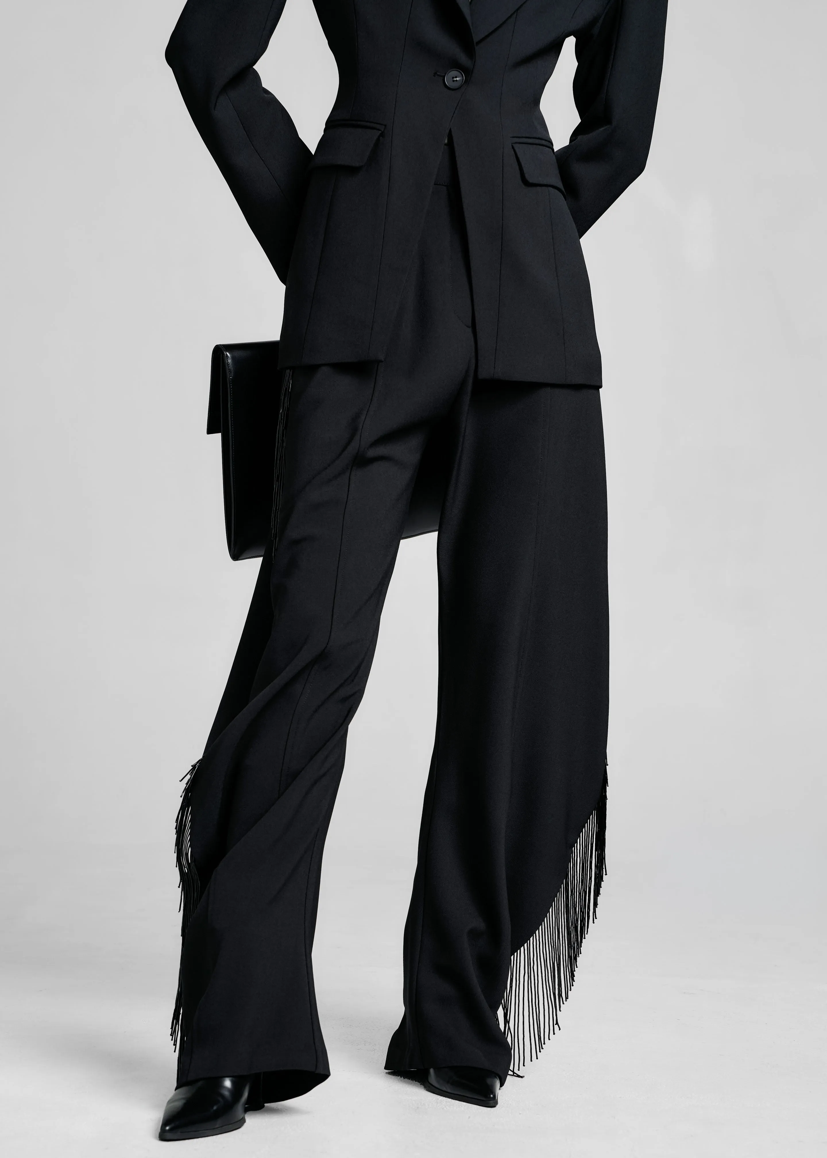Bianca Fringed Barrel Leg Pants - Black sold by Frankie Shop product image thumbnail 3