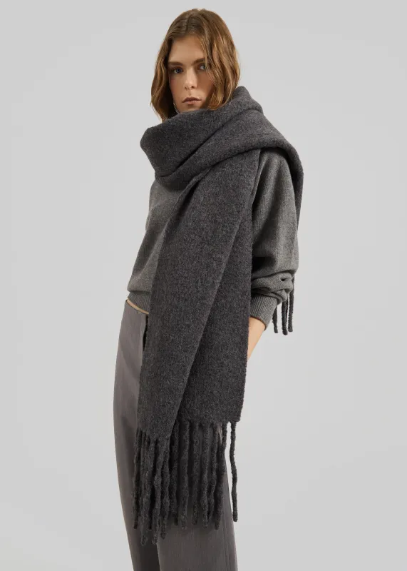 Loulou de Saison Santo Large Soft Scarf - Anthracite Melange sold by Frankie Shop