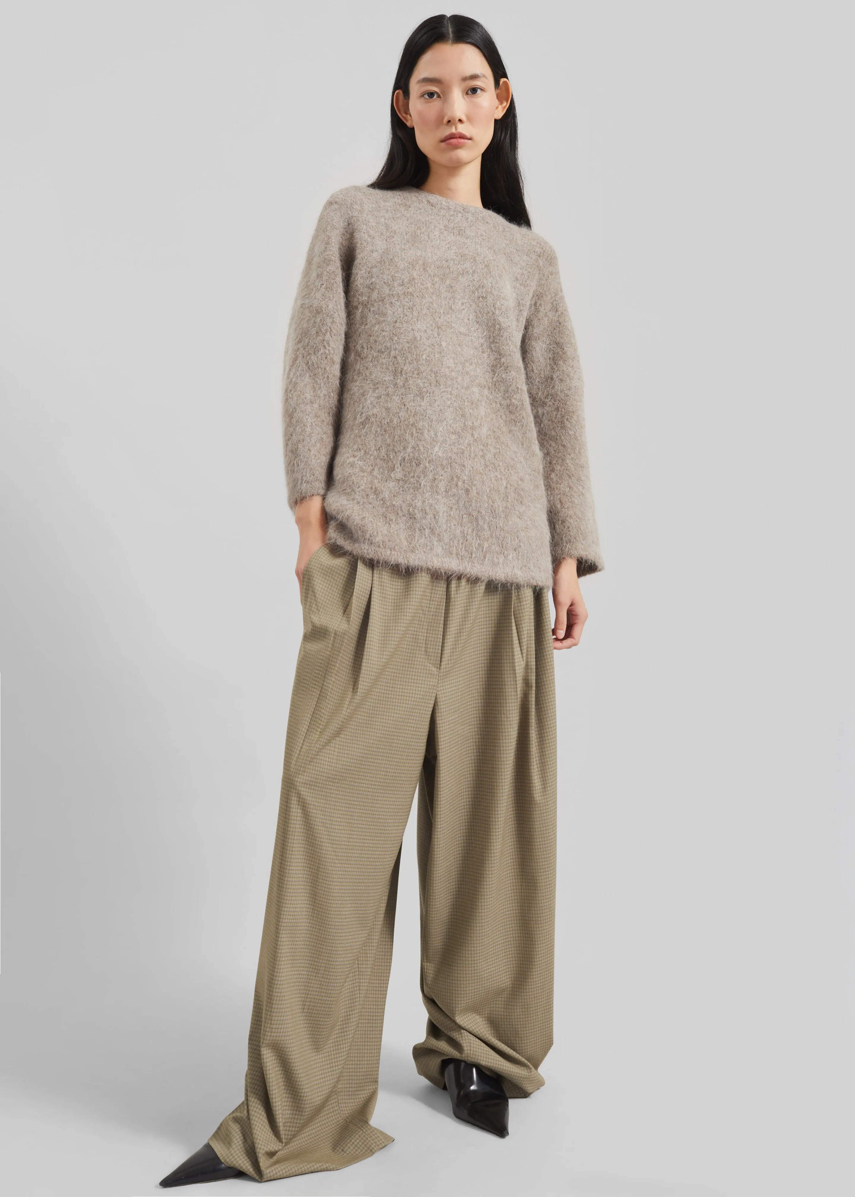 Loulou de Saison Mae Short Sleeve Sweater - Taupe Melange sold by Frankie Shop product image thumbnail 3