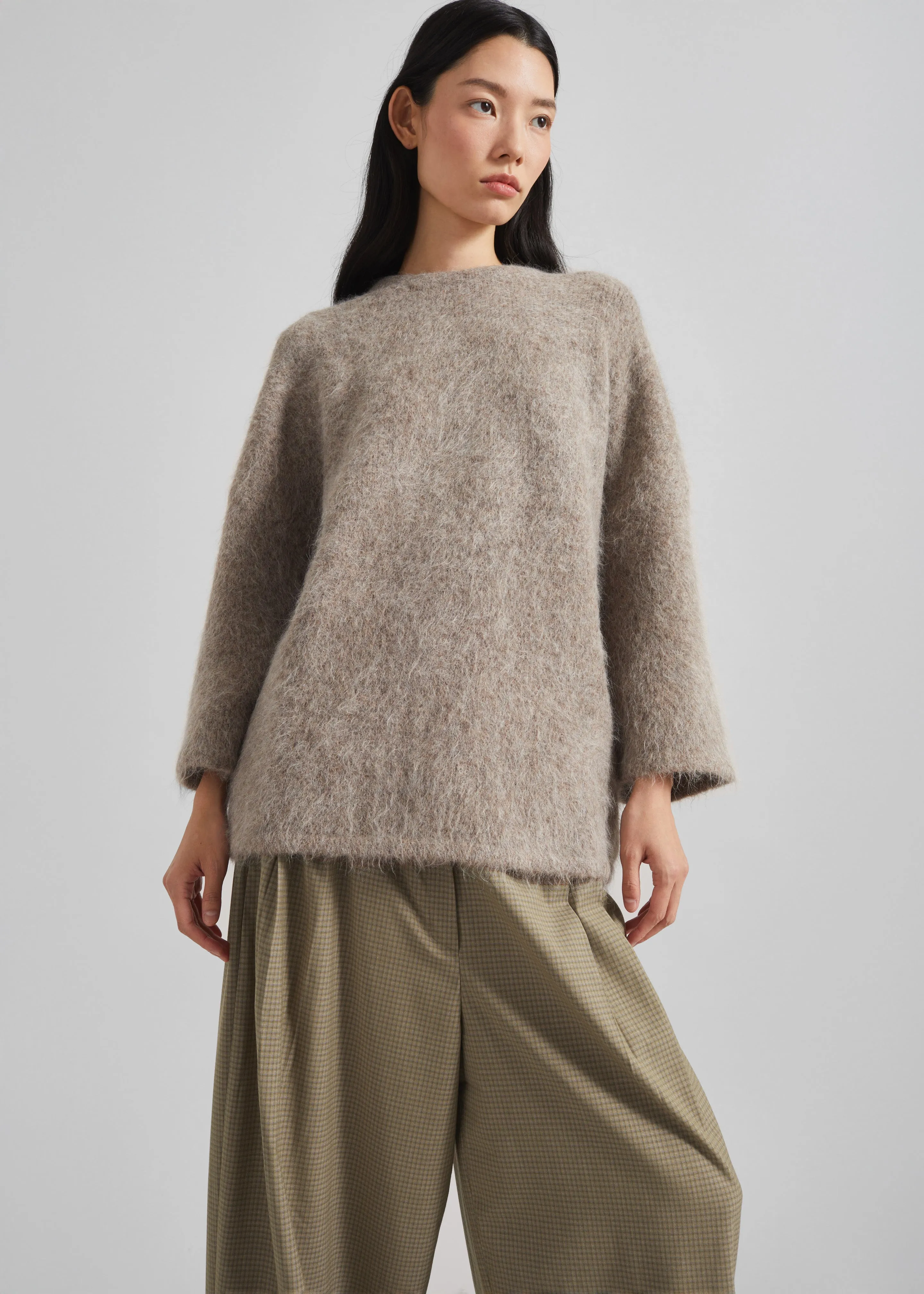 Loulou de Saison Mae Short Sleeve Sweater - Taupe Melange sold by Frankie Shop