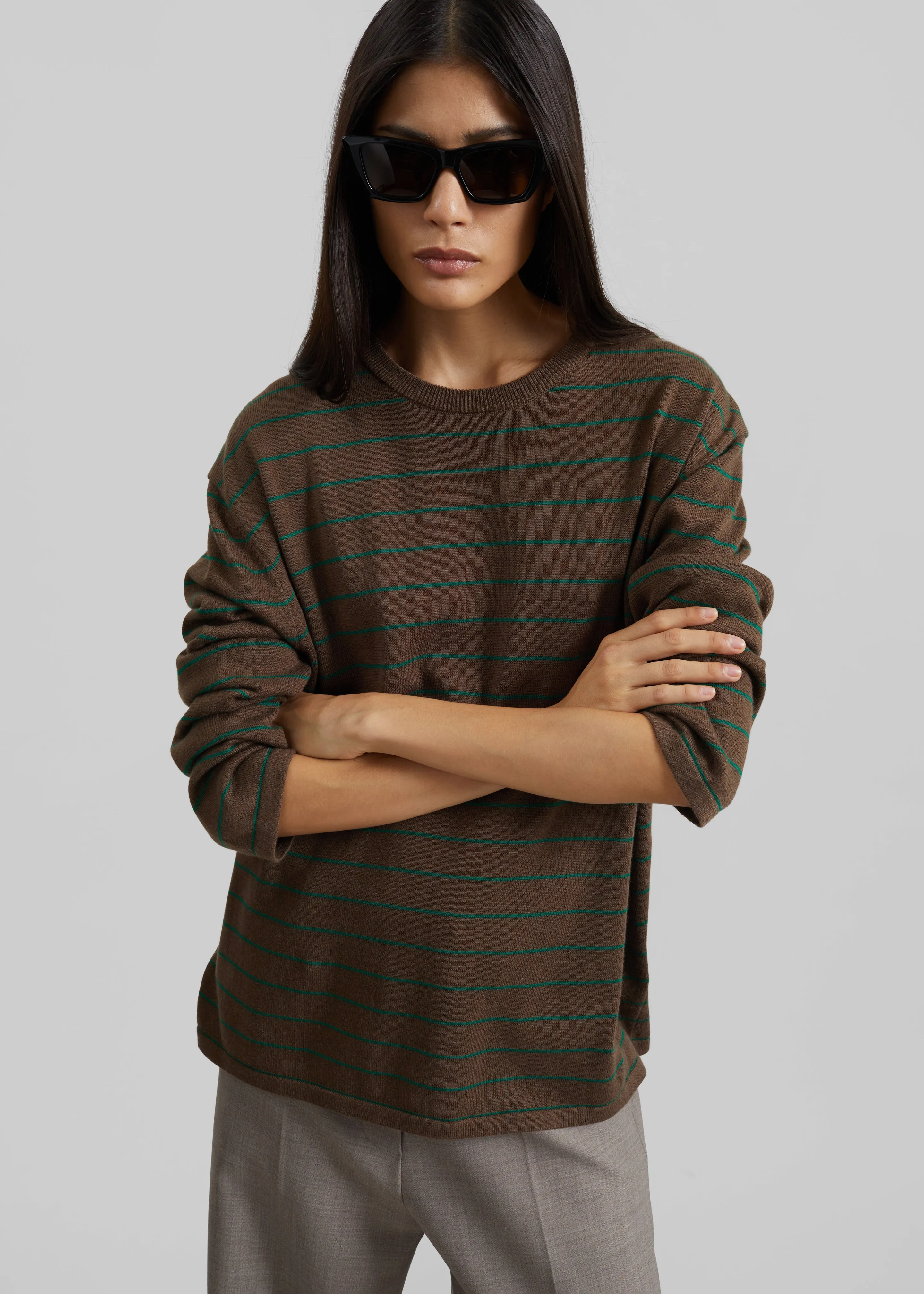 Sena Knit Pullover - Brown/Green Stripe sold by Frankie Shop product image thumbnail 4
