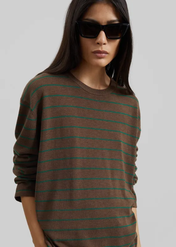 Sena Knit Pullover - Brown/Green Stripe made by Frankie Shop
