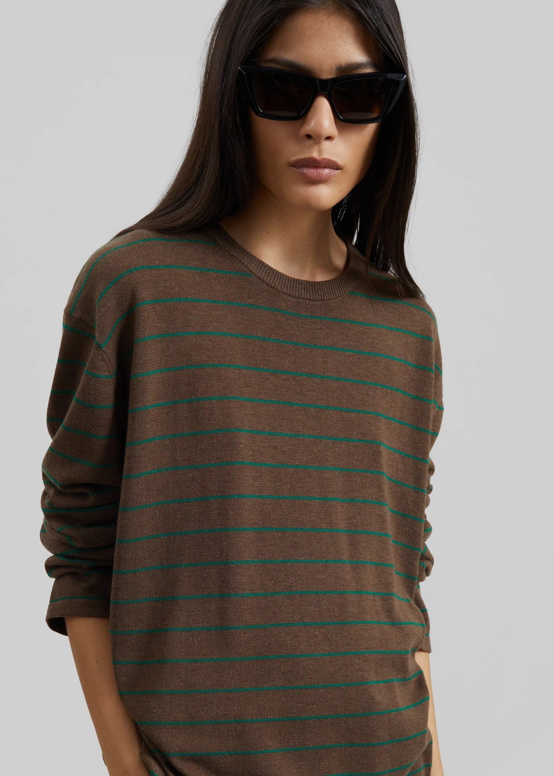 Sena Knit Pullover - Brown/Green Stripe sold by Frankie Shop