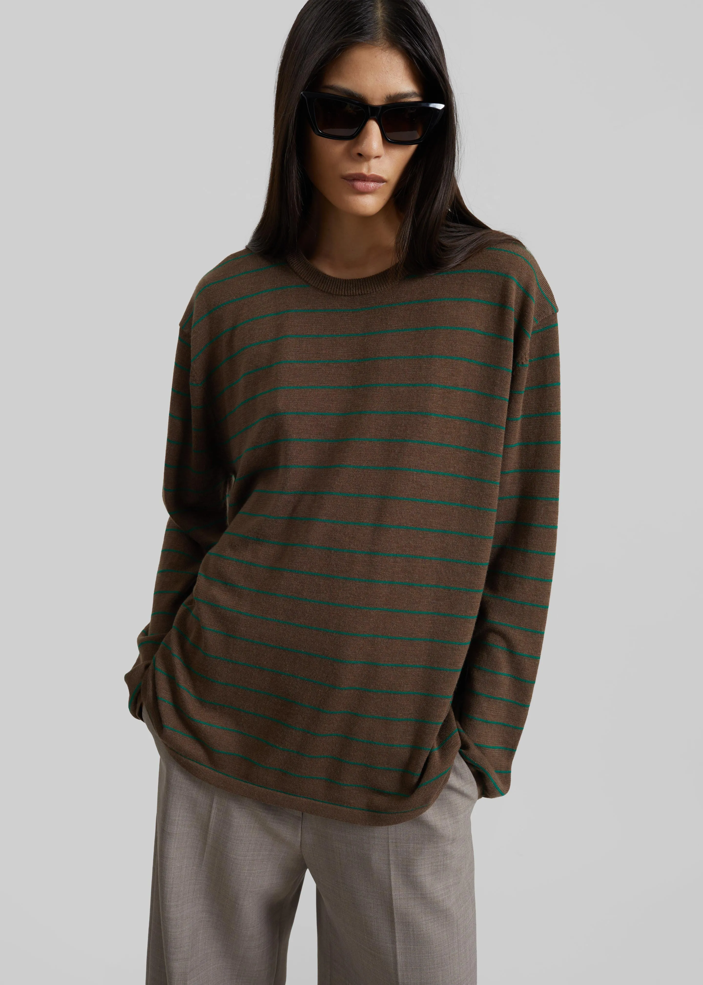 Sena Knit Pullover - Brown/Green Stripe sold by Frankie Shop product image thumbnail 5