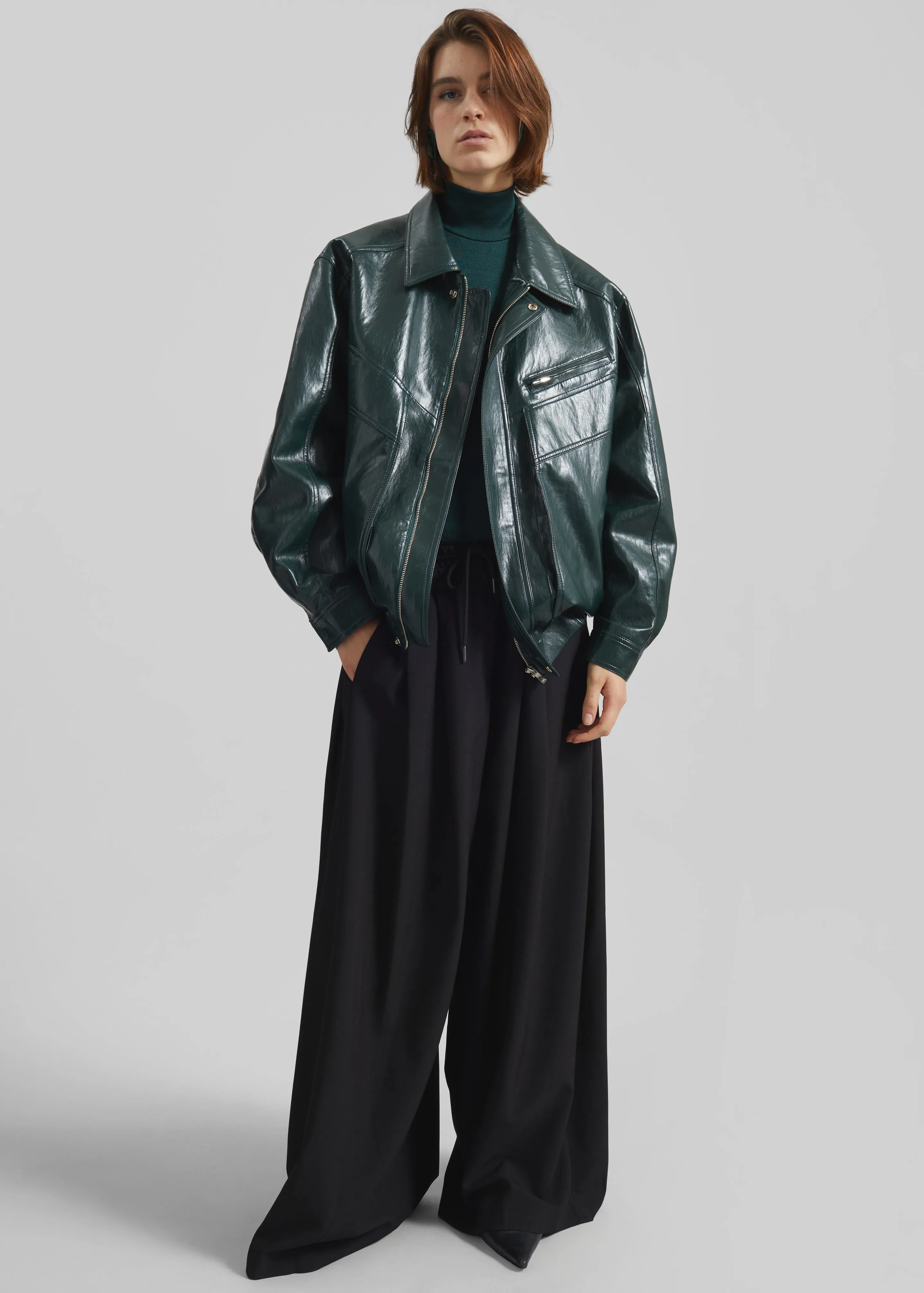 Risner Faux Leather Jacket - Deep Green sold by Frankie Shop product image thumbnail 2