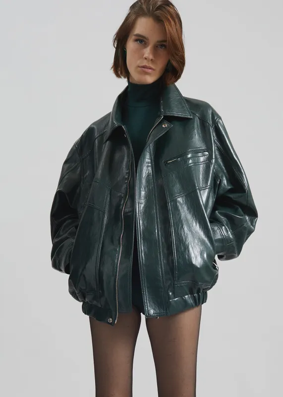 Risner Faux Leather Jacket - Deep Green sold by Frankie Shop
