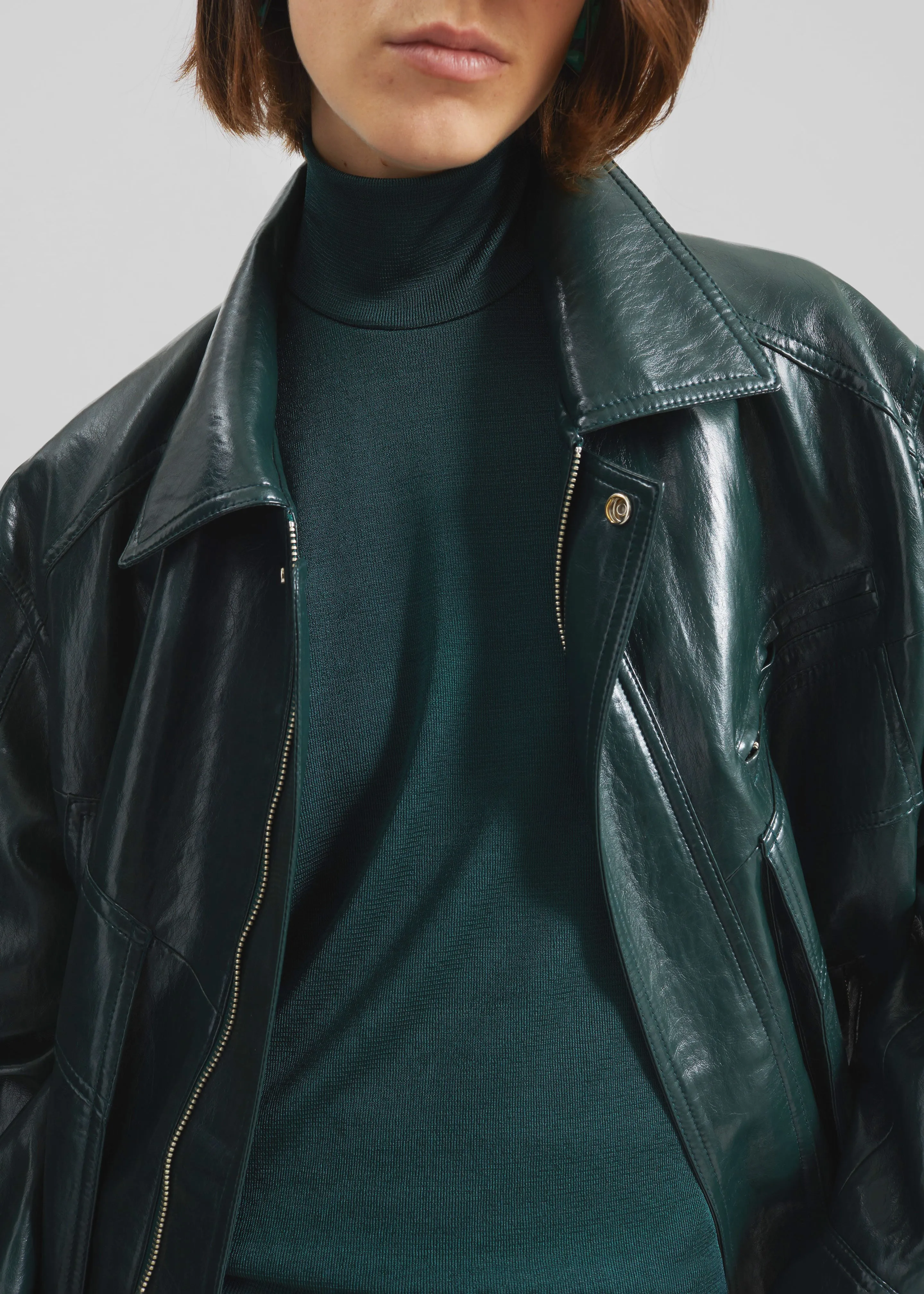 Risner Faux Leather Jacket - Deep Green sold by Frankie Shop product image thumbnail 5