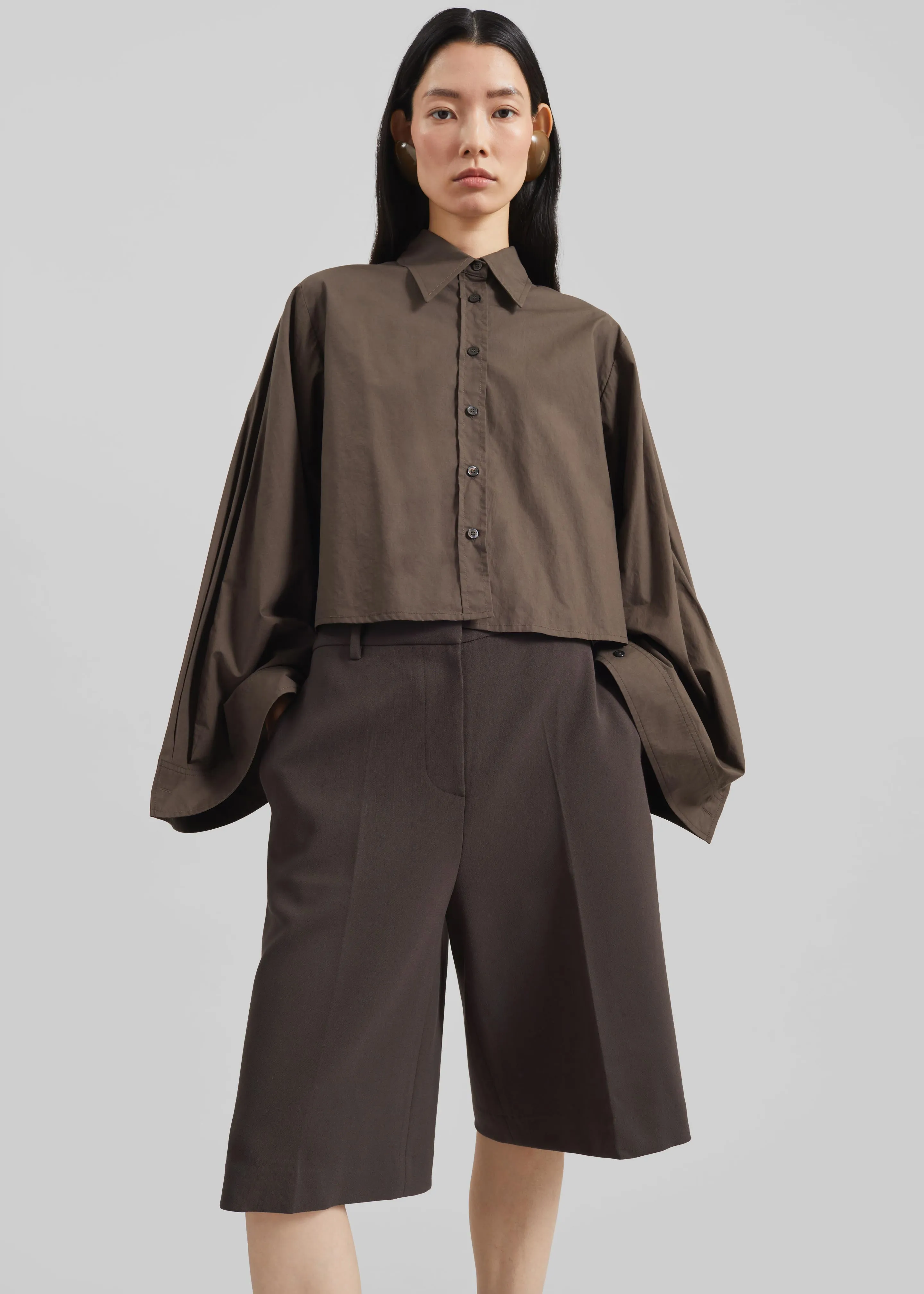 Dharoi Adjustable Sleeve Layered Shirt - Brown sold by Frankie Shop product image thumbnail 5