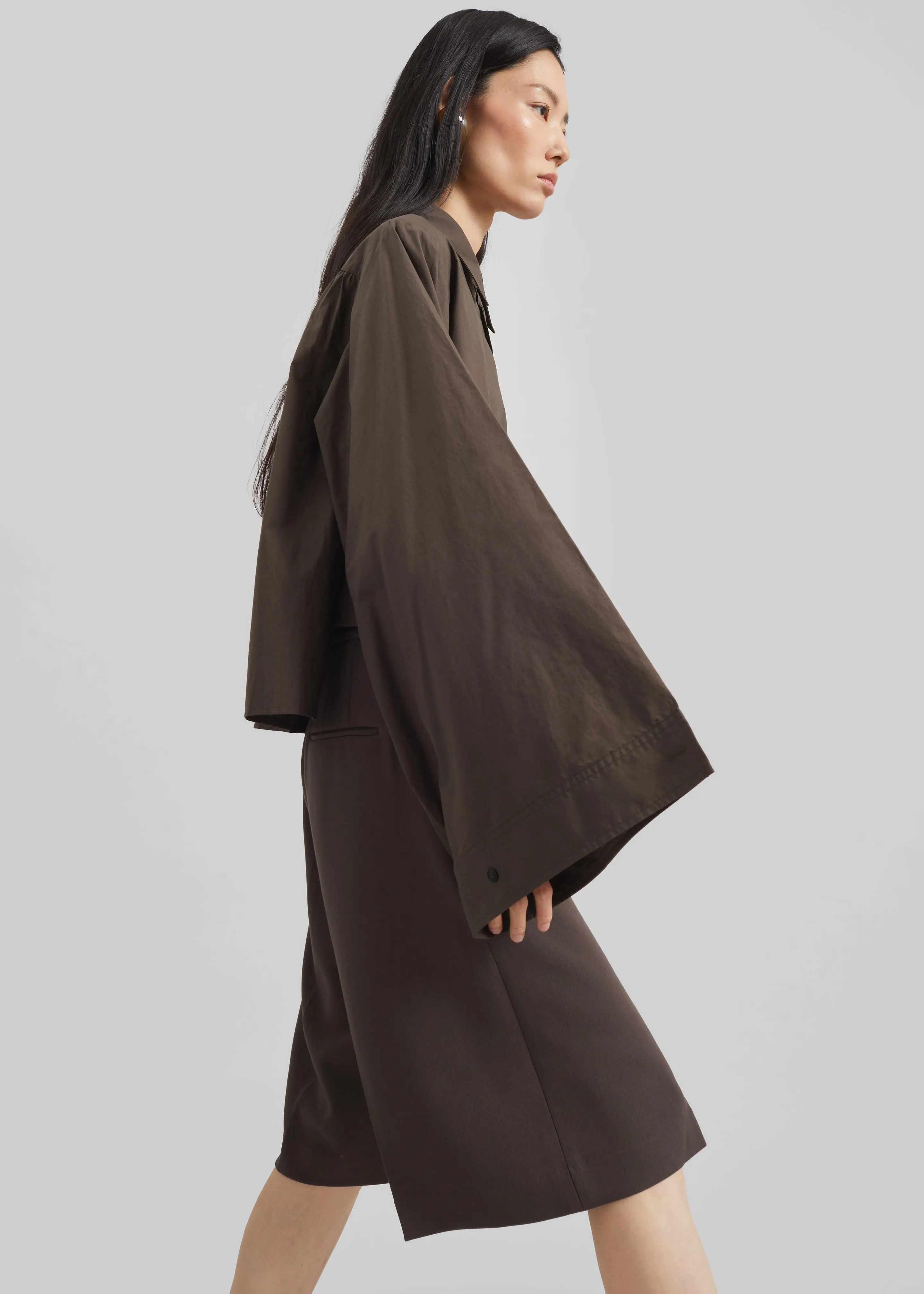 Dharoi Adjustable Sleeve Layered Shirt - Brown sold by Frankie Shop product image thumbnail 3