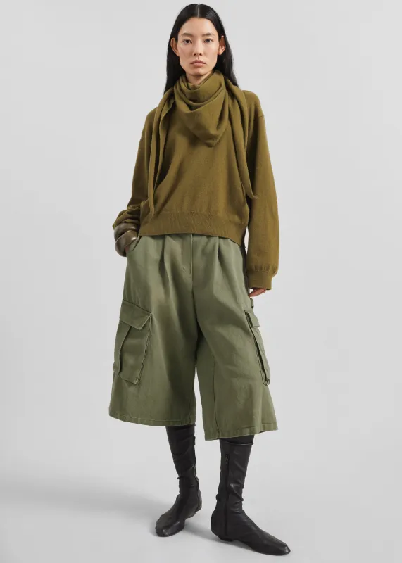 Dorva Cargo Bermuda Shorts - Pale Olive sold by Frankie Shop