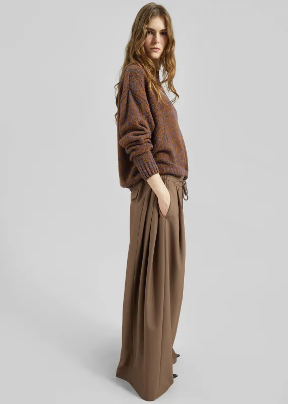 Corlen Pleated Wide Pants - Brown sold by Frankie Shop