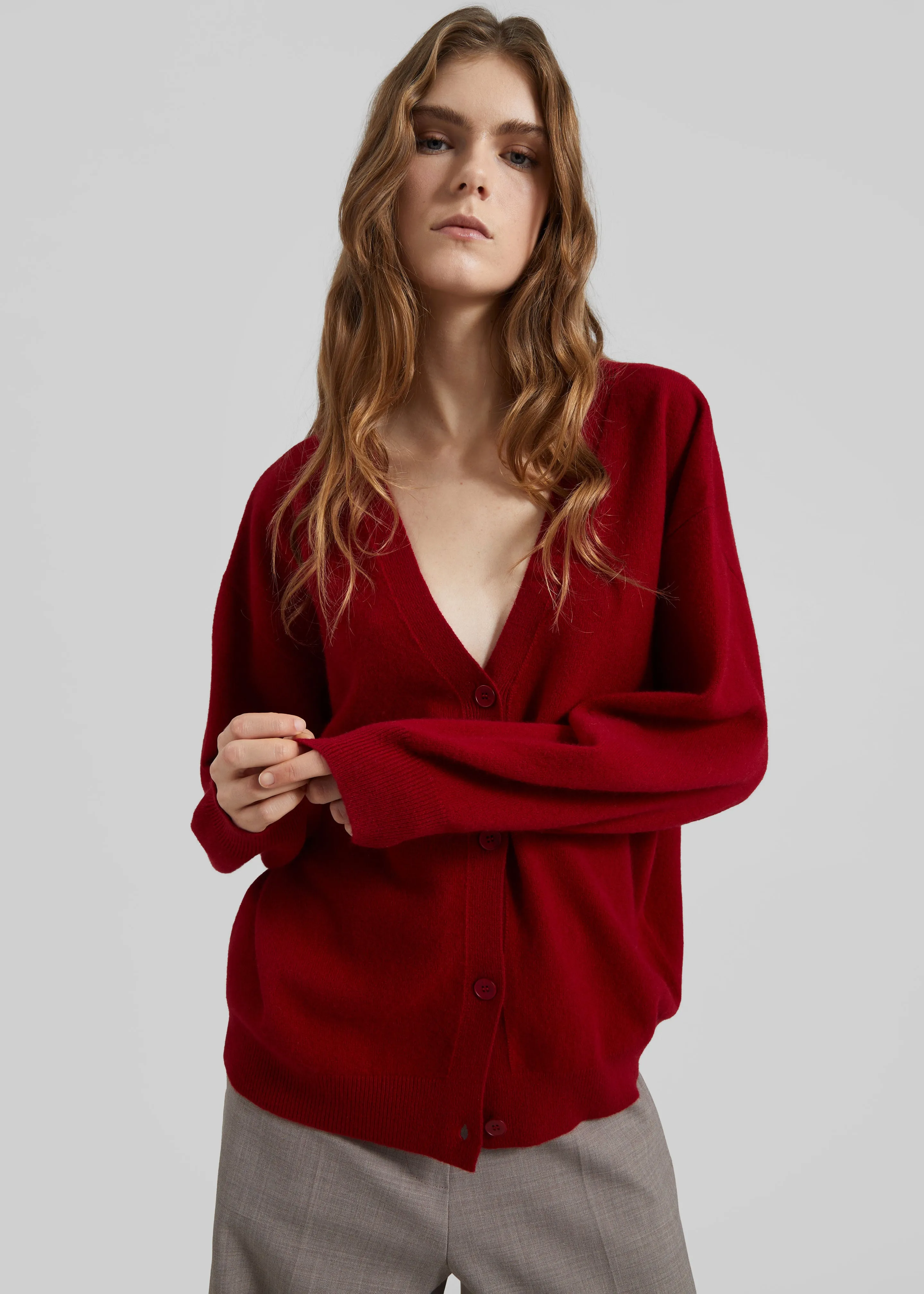 Lachen Double-Sided Wool Cardigan - Red sold by Frankie Shop product image thumbnail 3