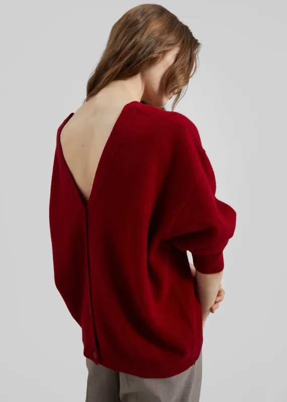 Lachen Double-Sided Wool Cardigan - Red sold by Frankie Shop