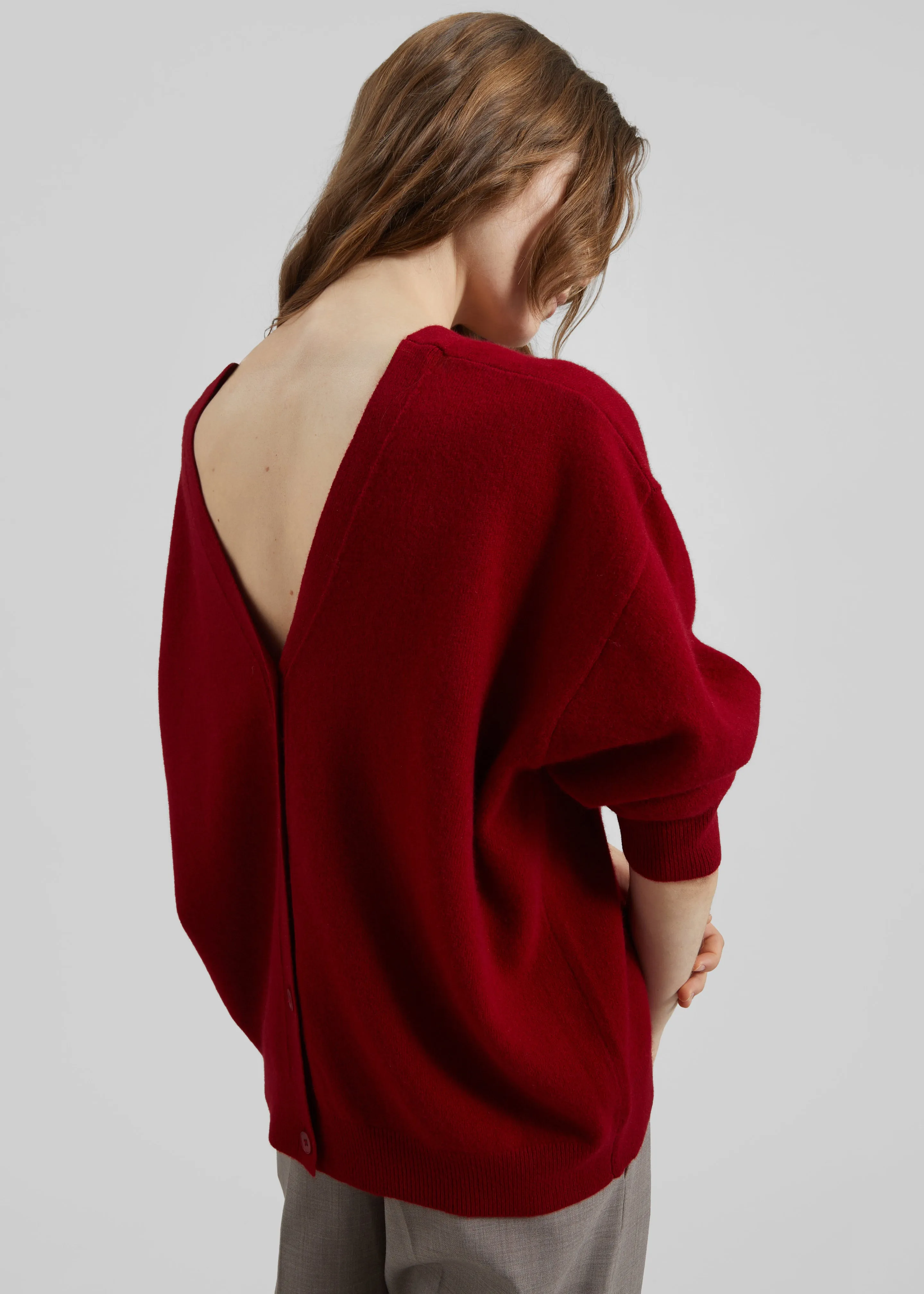 Lachen Double-Sided Wool Cardigan - Red sold by Frankie Shop