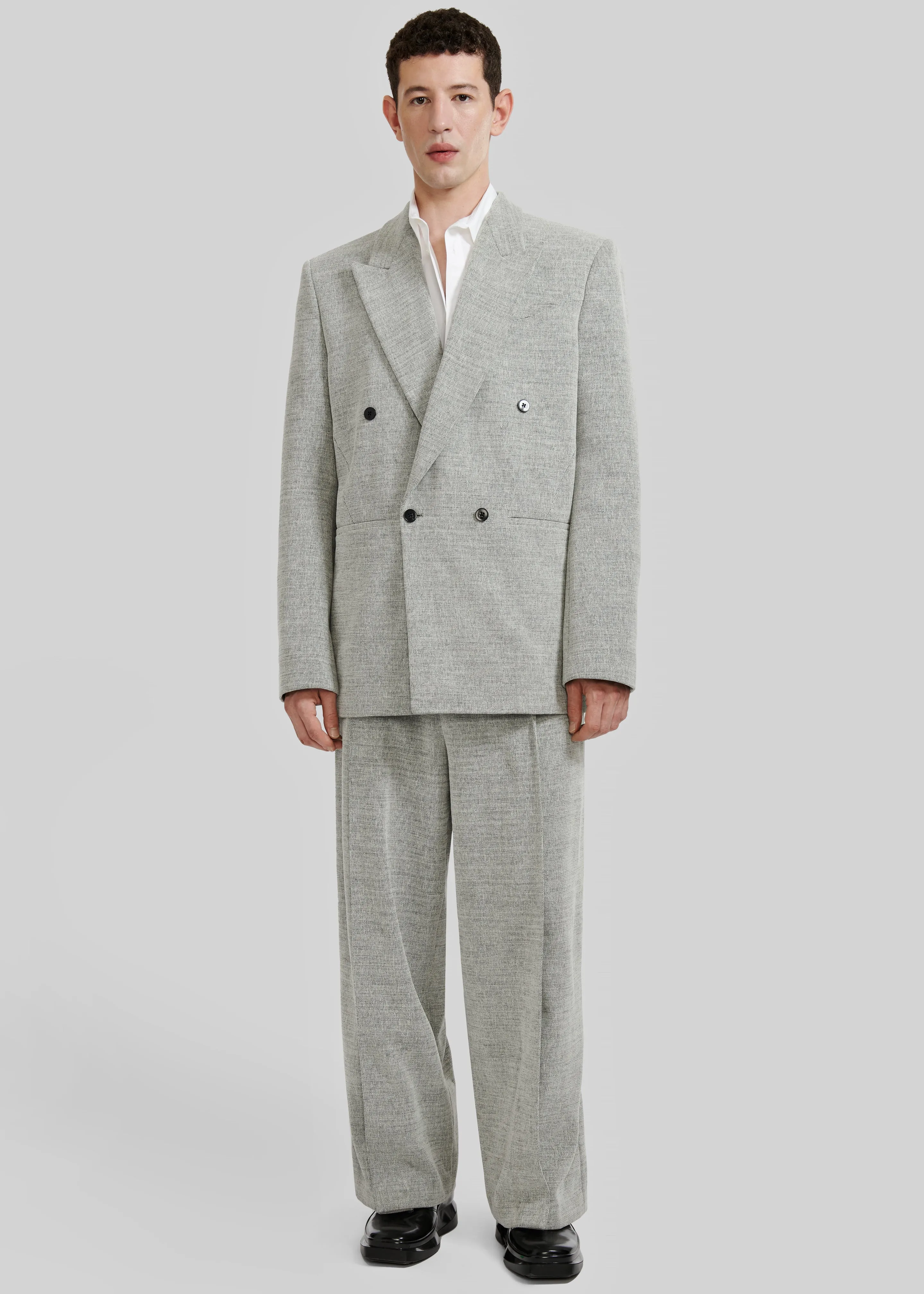 Louis Gabriel Nouchi Double Breasted Jacket With 4 Buttons - Grey Melange sold by Frankie Shop product image thumbnail 3