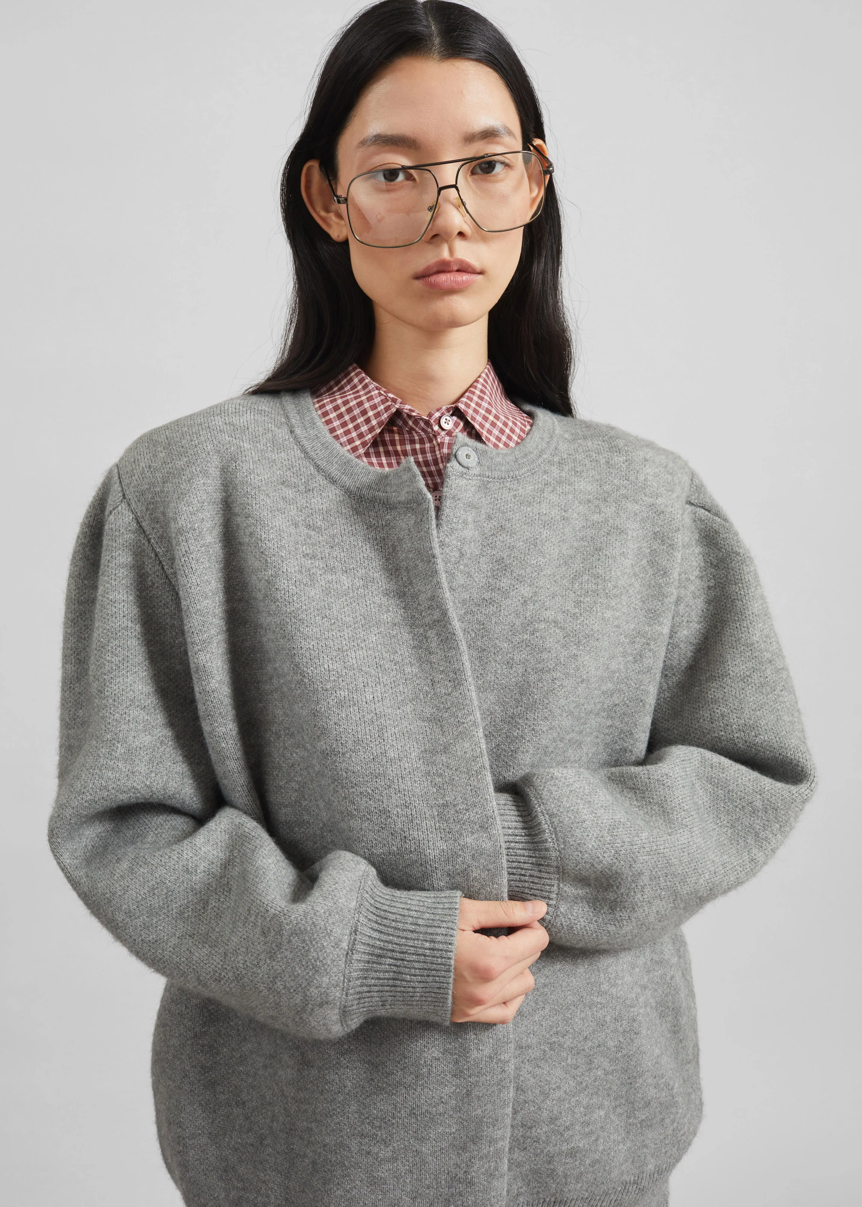 Bergen Padded Knit Cardigan - Grey sold by Frankie Shop product image thumbnail 5