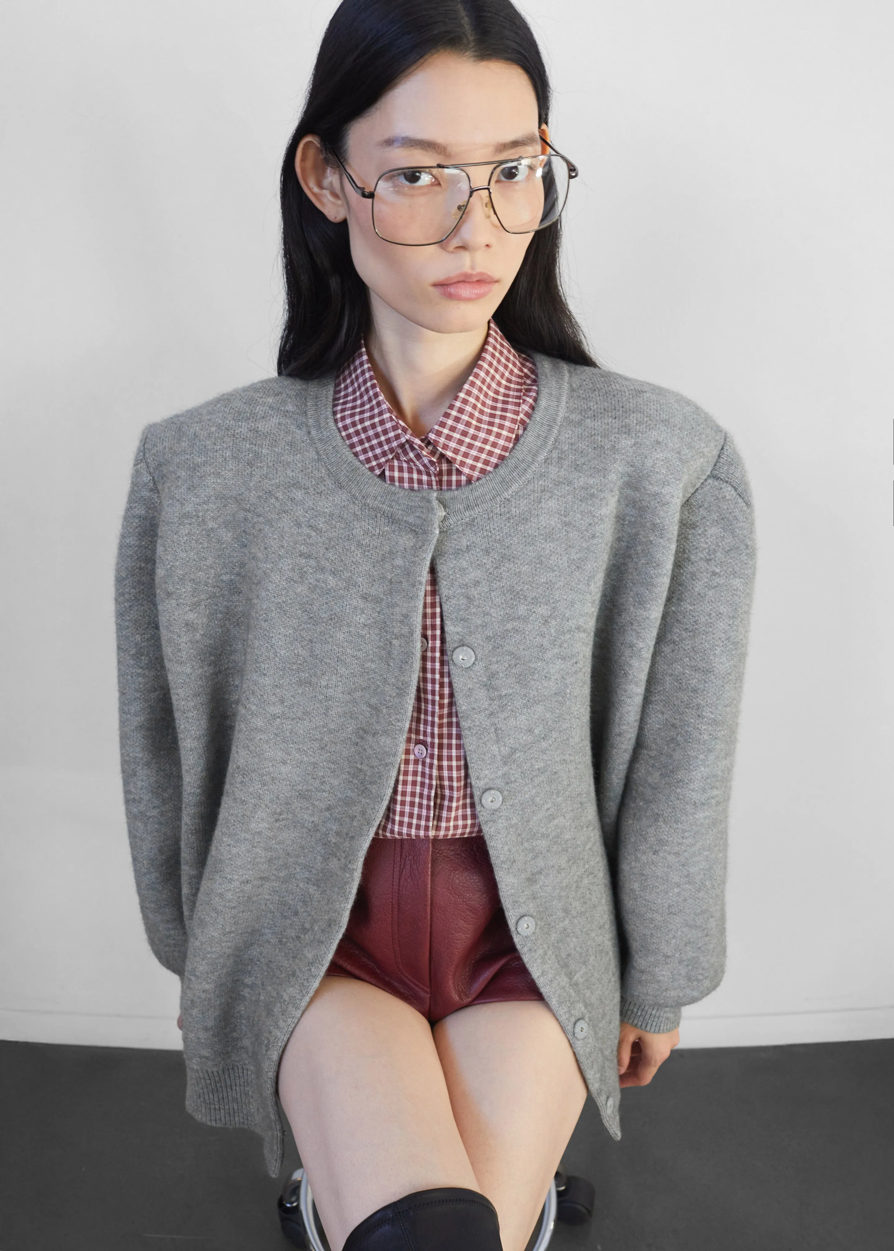 Bergen Padded Knit Cardigan - Grey sold by Frankie Shop product image thumbnail 2