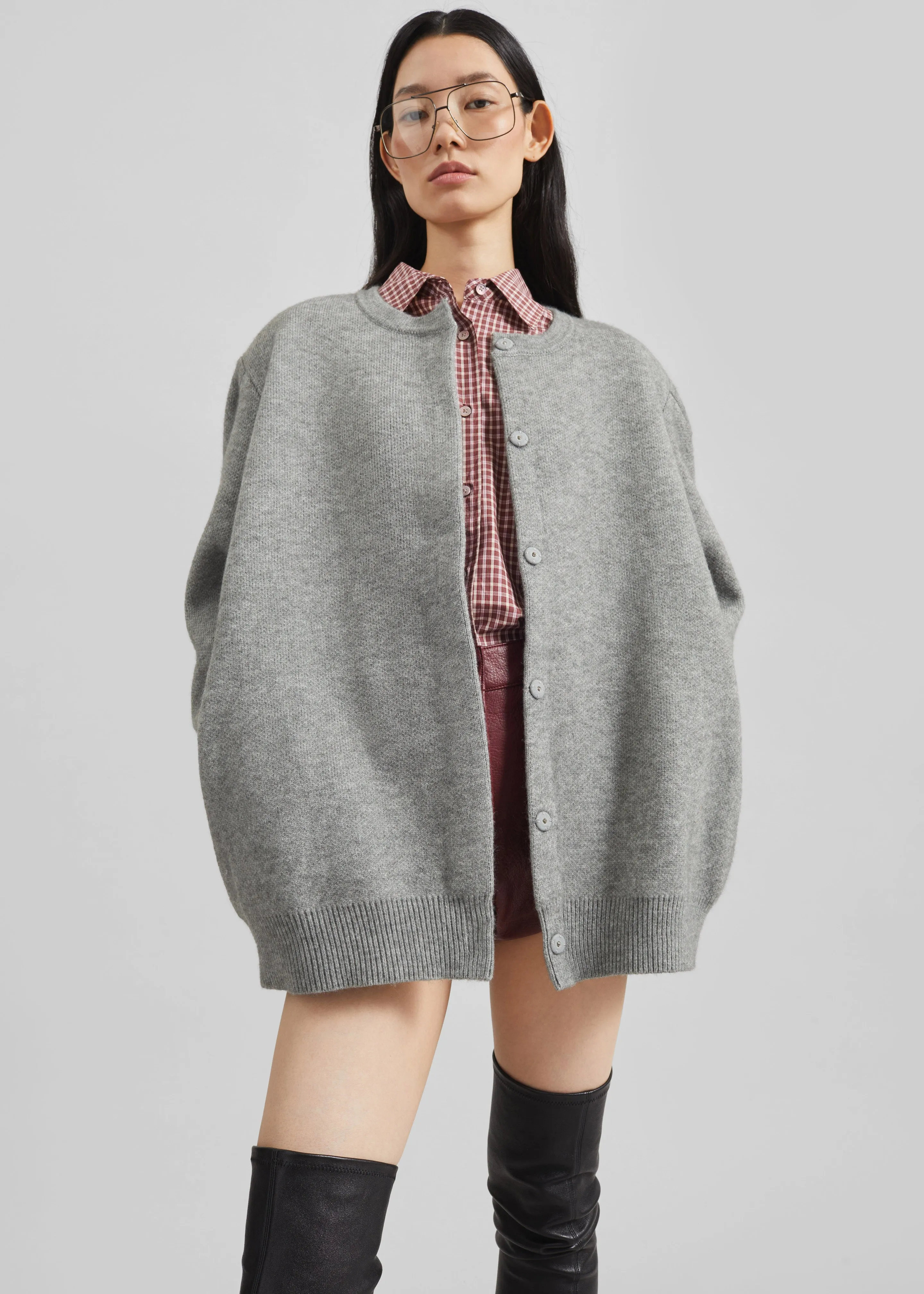 Bergen Padded Knit Cardigan - Grey sold by Frankie Shop product image thumbnail 4