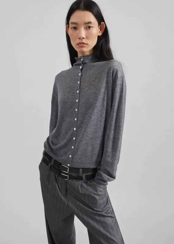 Vradal High Neck Cardigan - Grey sold by Frankie Shop