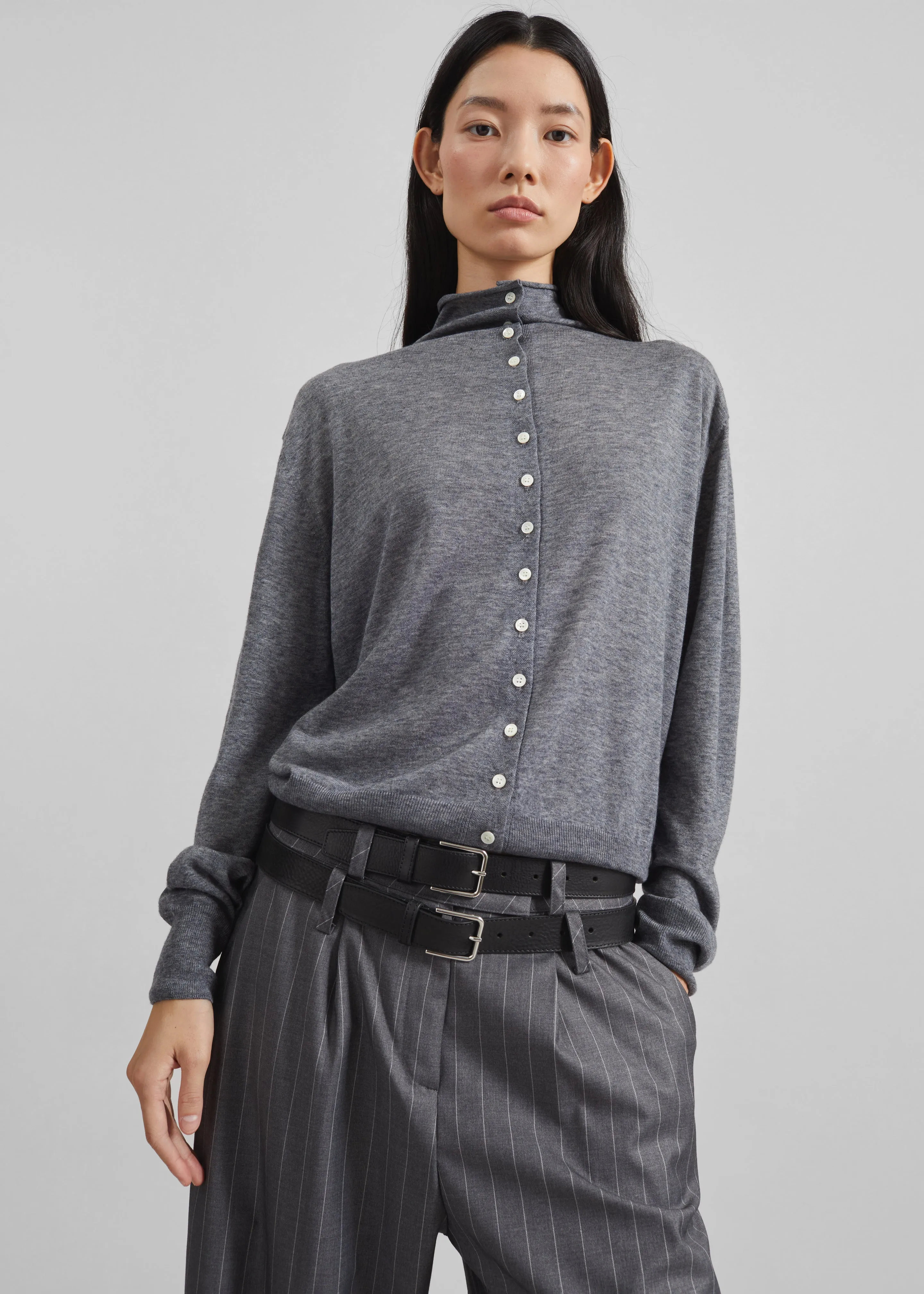 Vradal High Neck Cardigan - Grey sold by Frankie Shop product image thumbnail 4