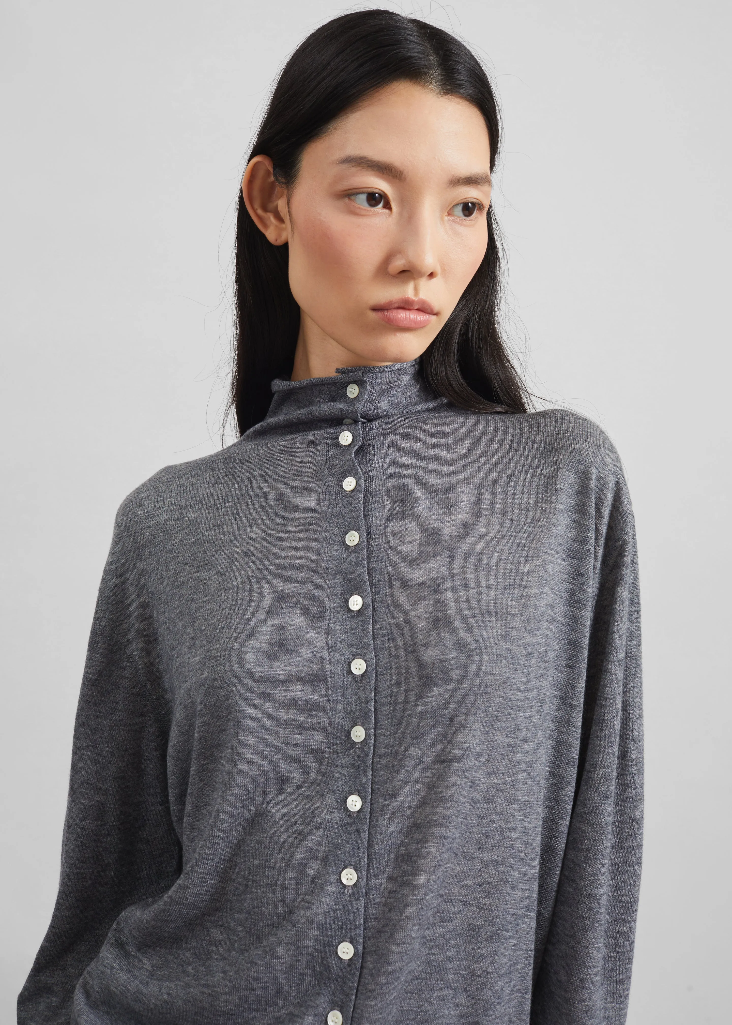 Vradal High Neck Cardigan - Grey sold by Frankie Shop product image thumbnail 3