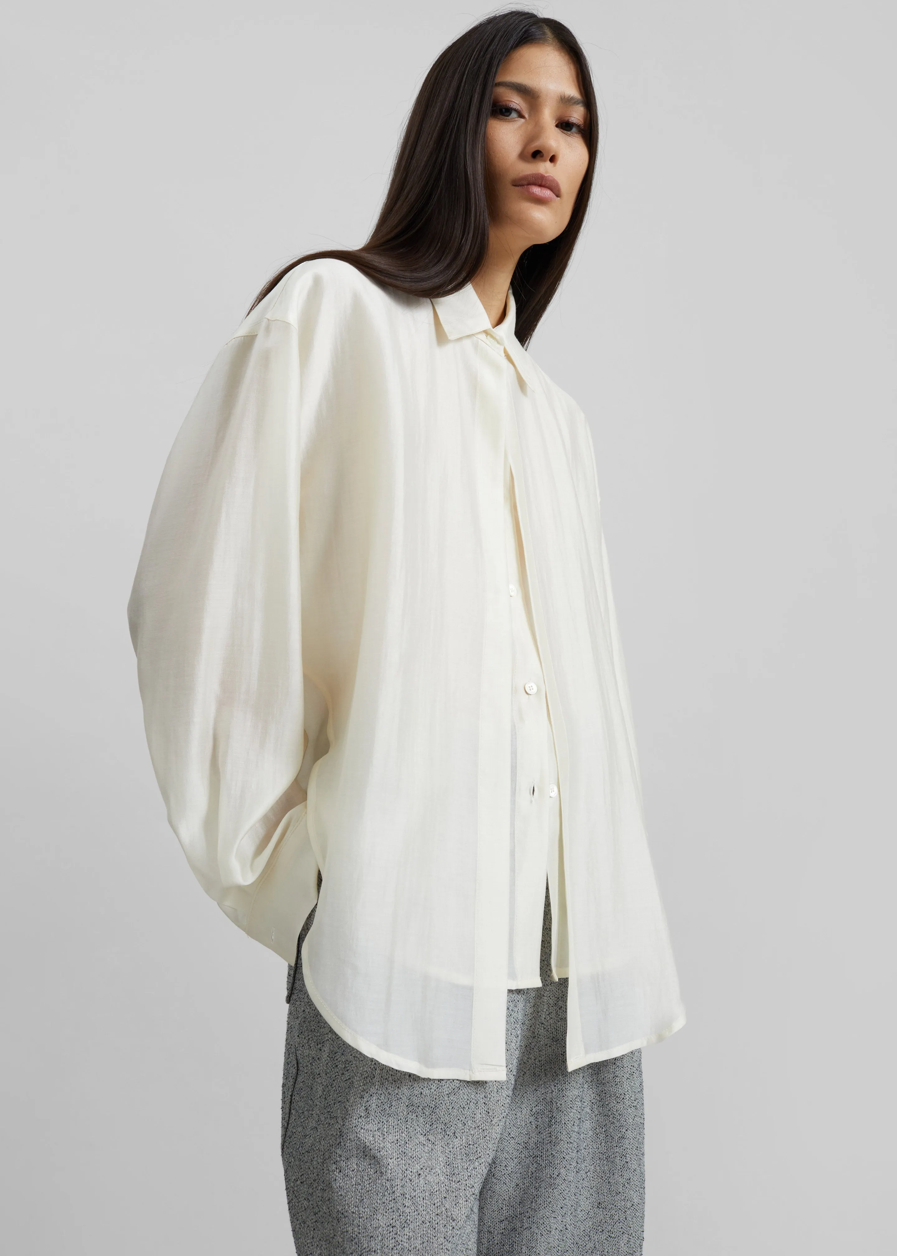 Roanne Fluid Double Shirt - Cream sold by Frankie Shop product image thumbnail 3