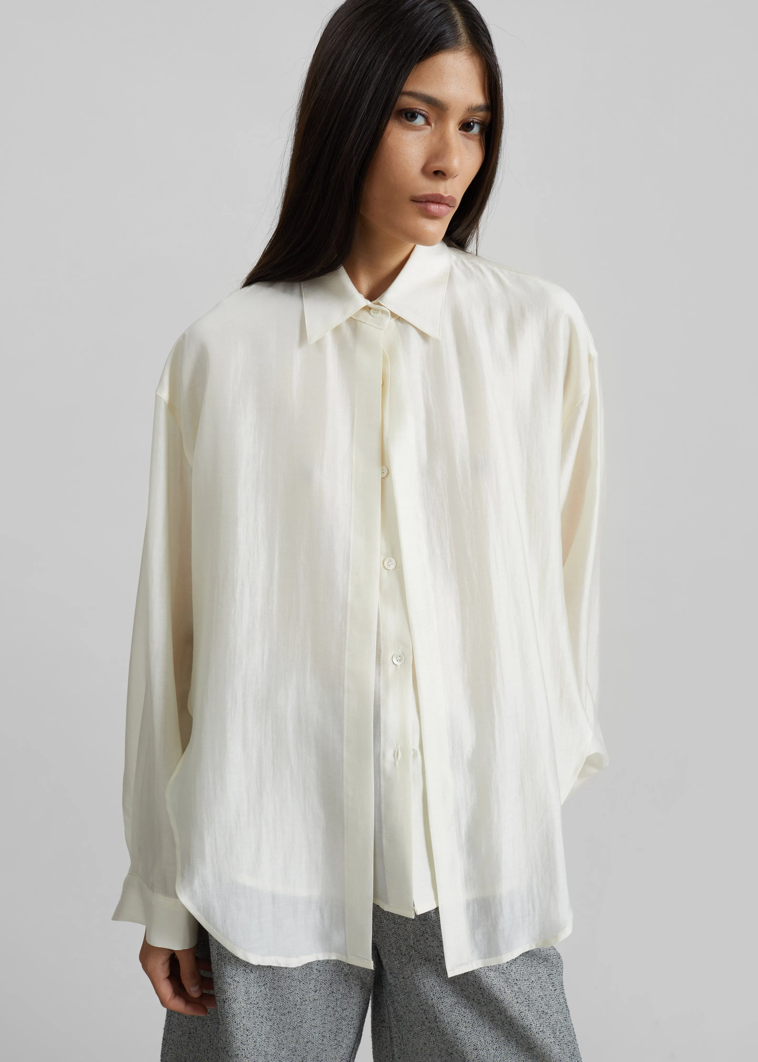 Roanne Fluid Double Shirt - Cream sold by Frankie Shop