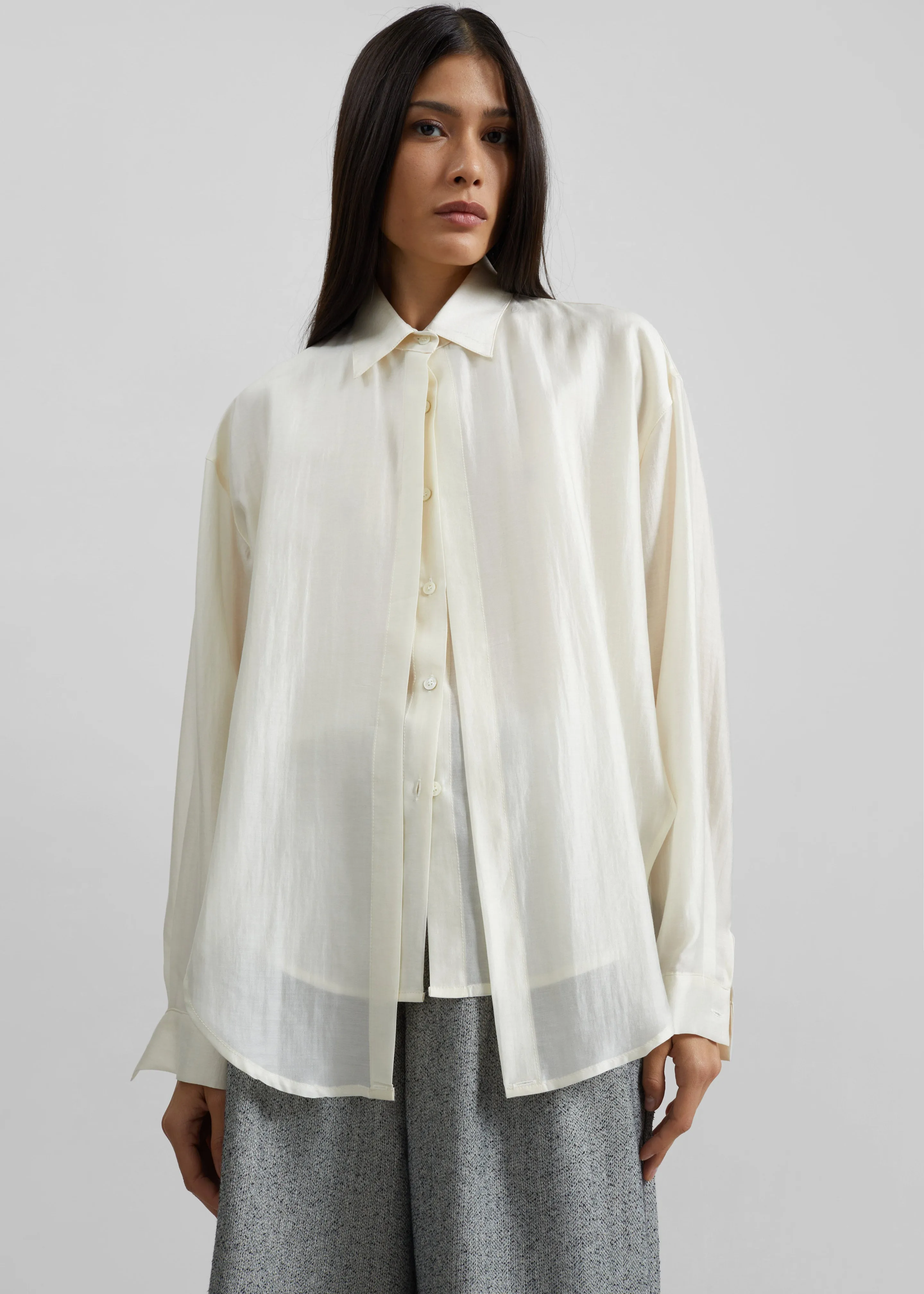 Roanne Fluid Double Shirt - Cream sold by Frankie Shop product image thumbnail 5