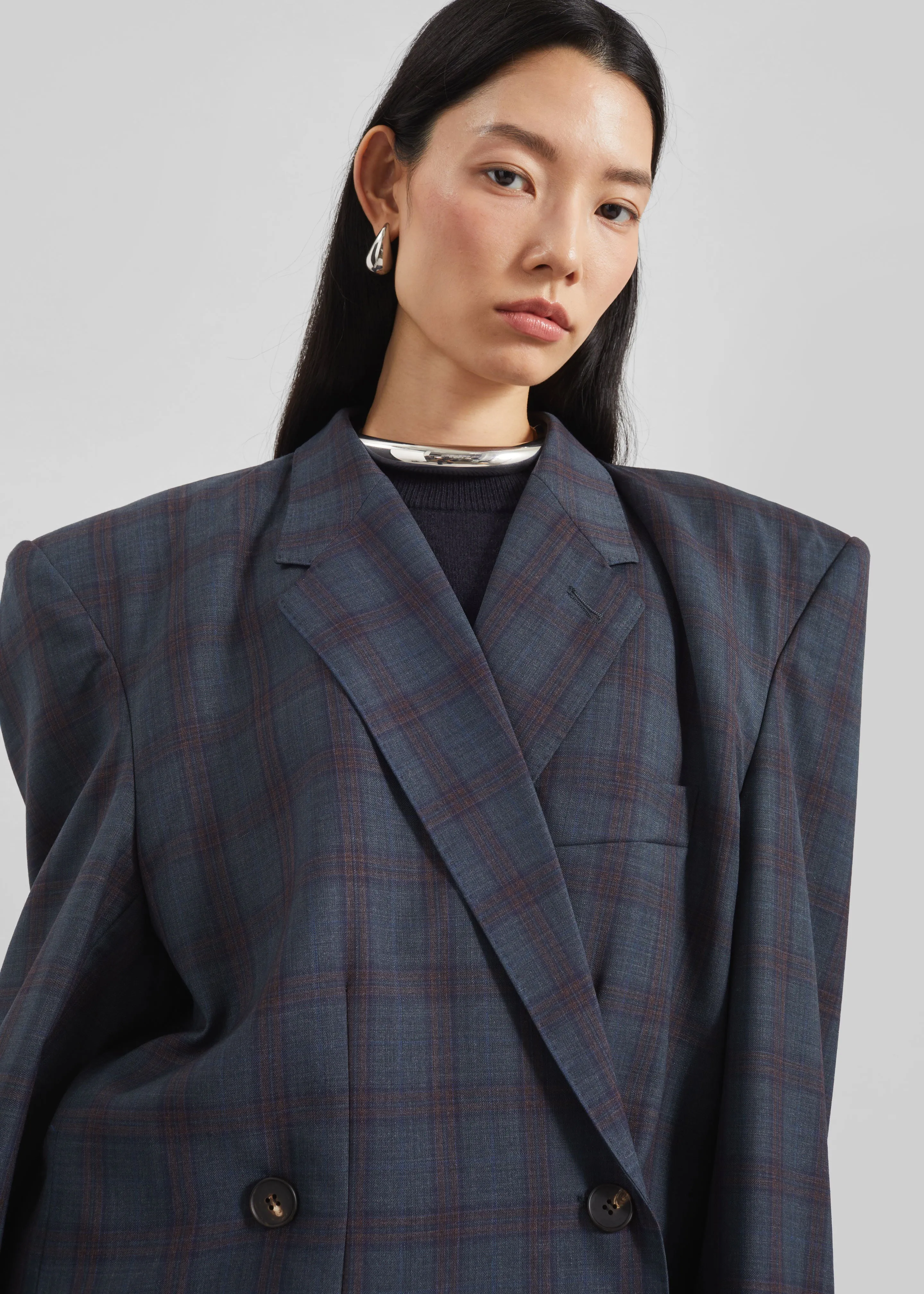 Marnay Padded Blazer - Navy Plaid sold by Frankie Shop product image thumbnail 2