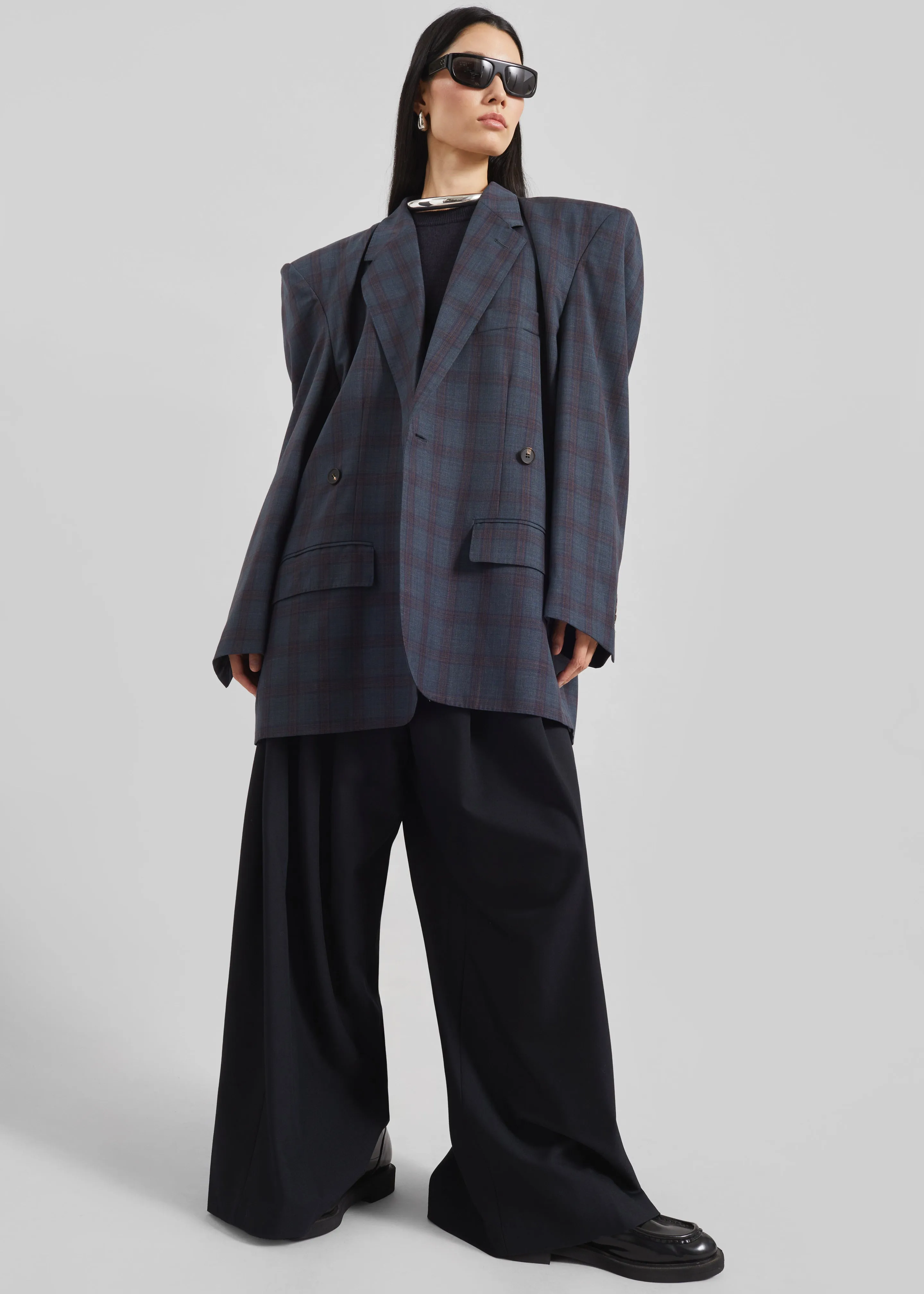 Marnay Padded Blazer - Navy Plaid sold by Frankie Shop product image thumbnail 3